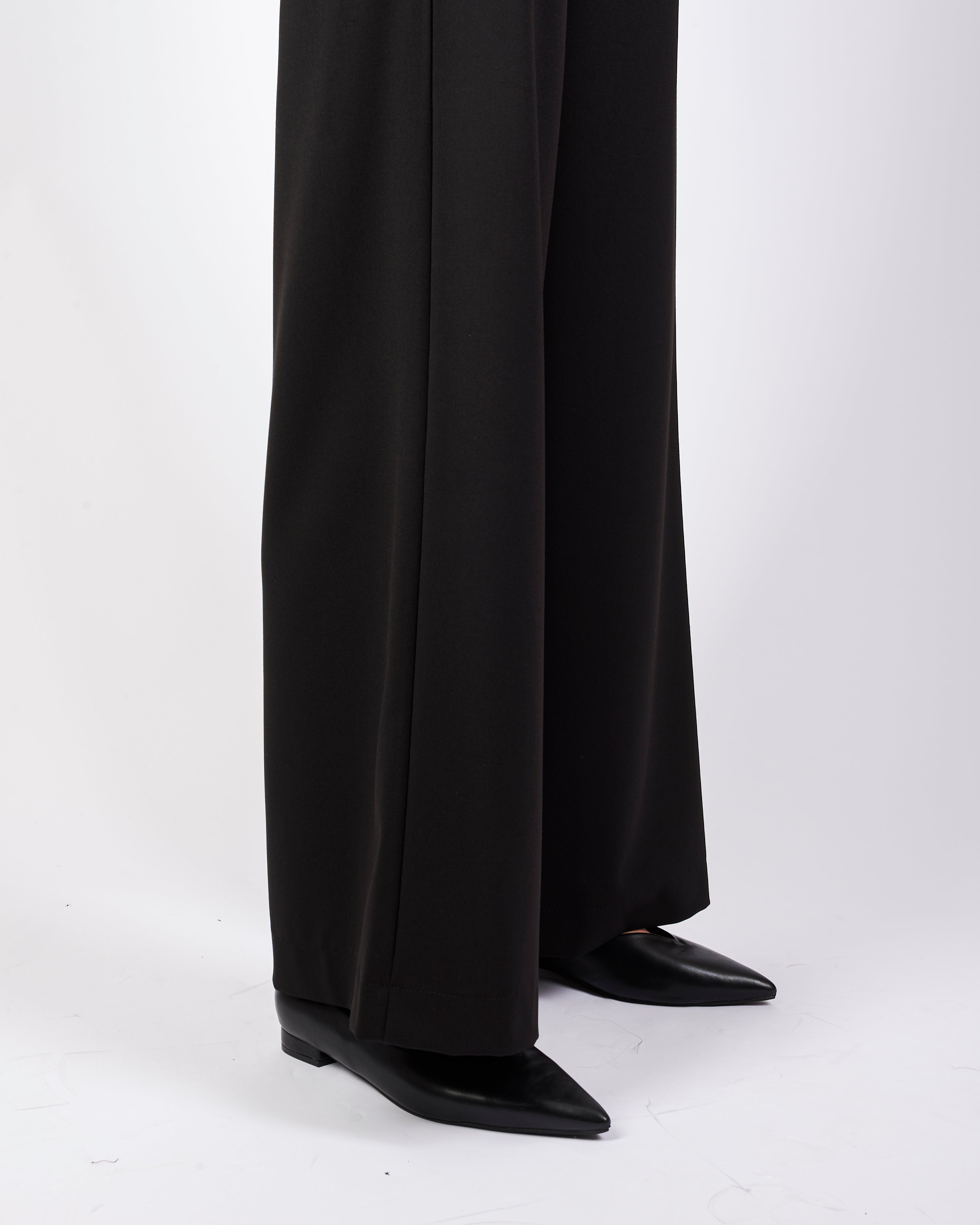 Pantalone fresco lana largo zip e bottone H143/25