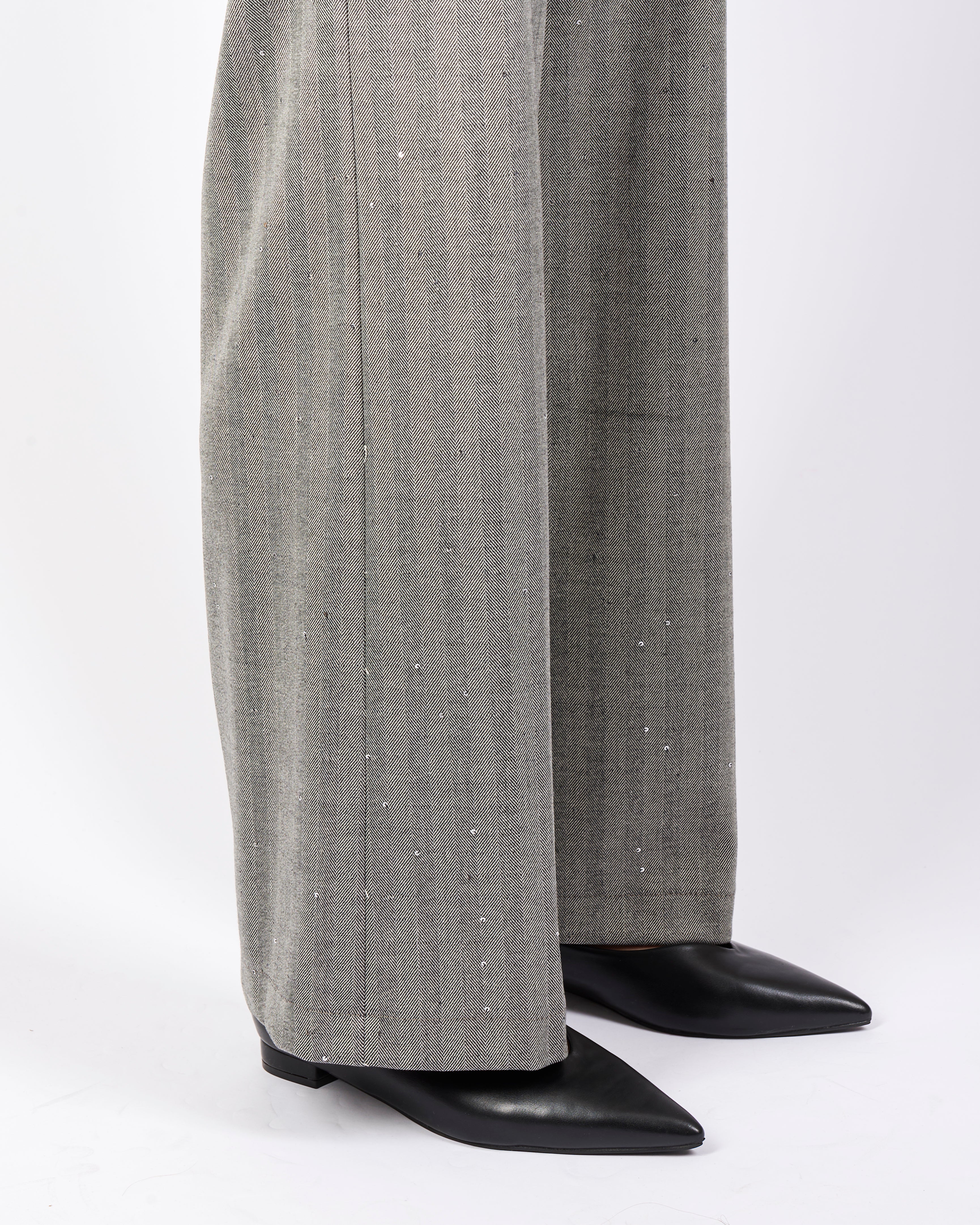 Pantalone palazzo spigato micr paillettes SMERALDO