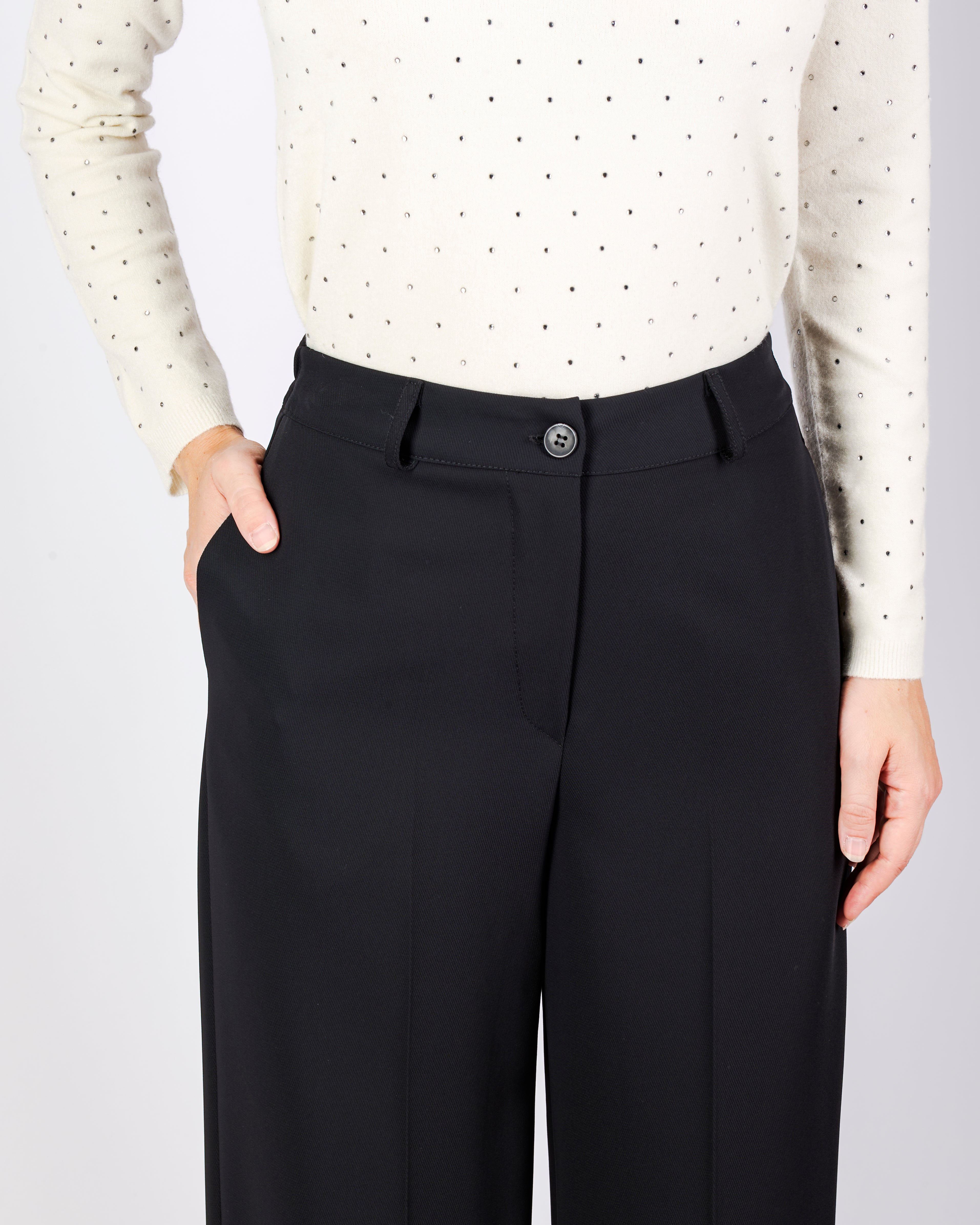 Pantalone largo elastico e bottone in cadì H168/24