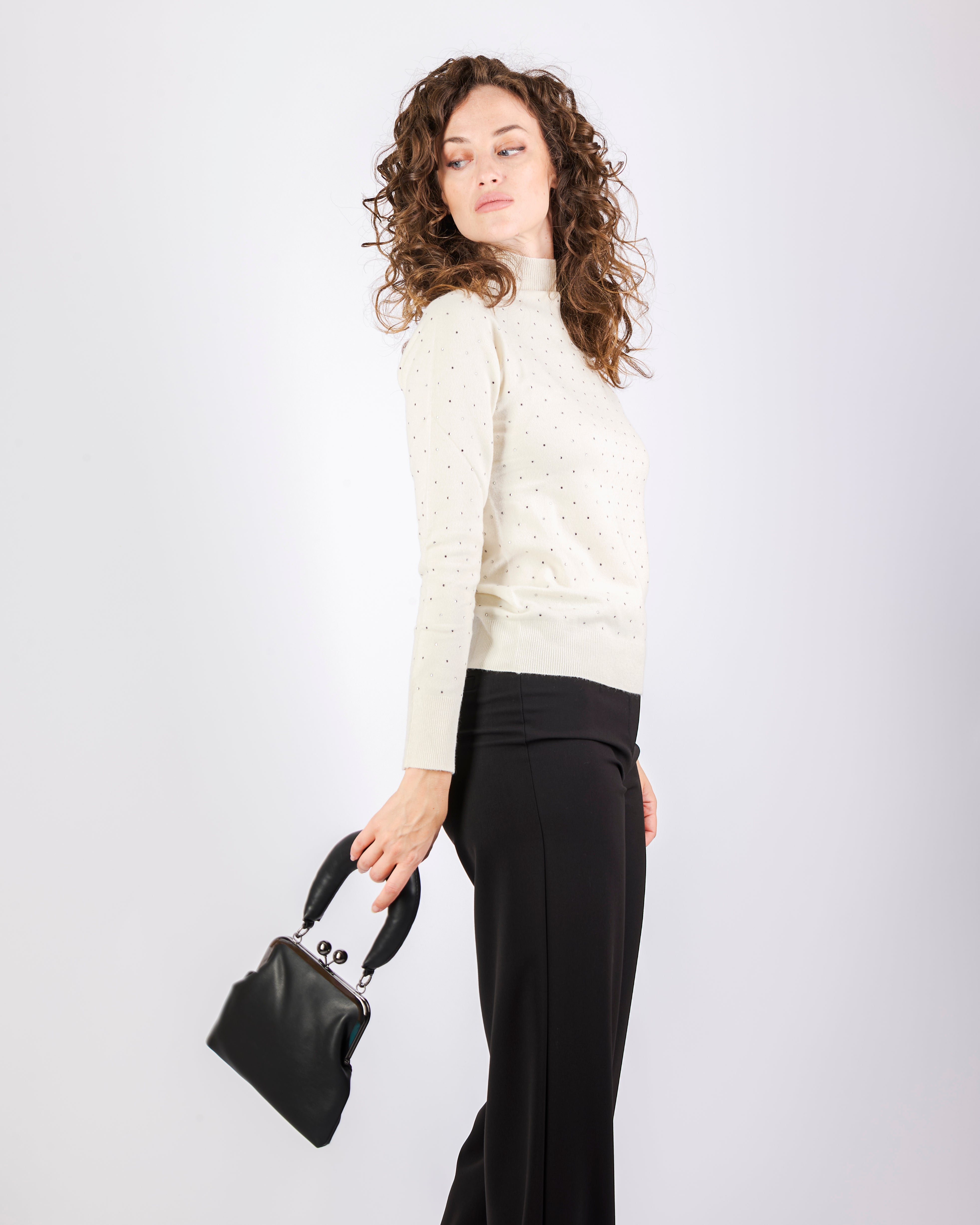 Pantalone fresco lana largo zip e bottone H143/25