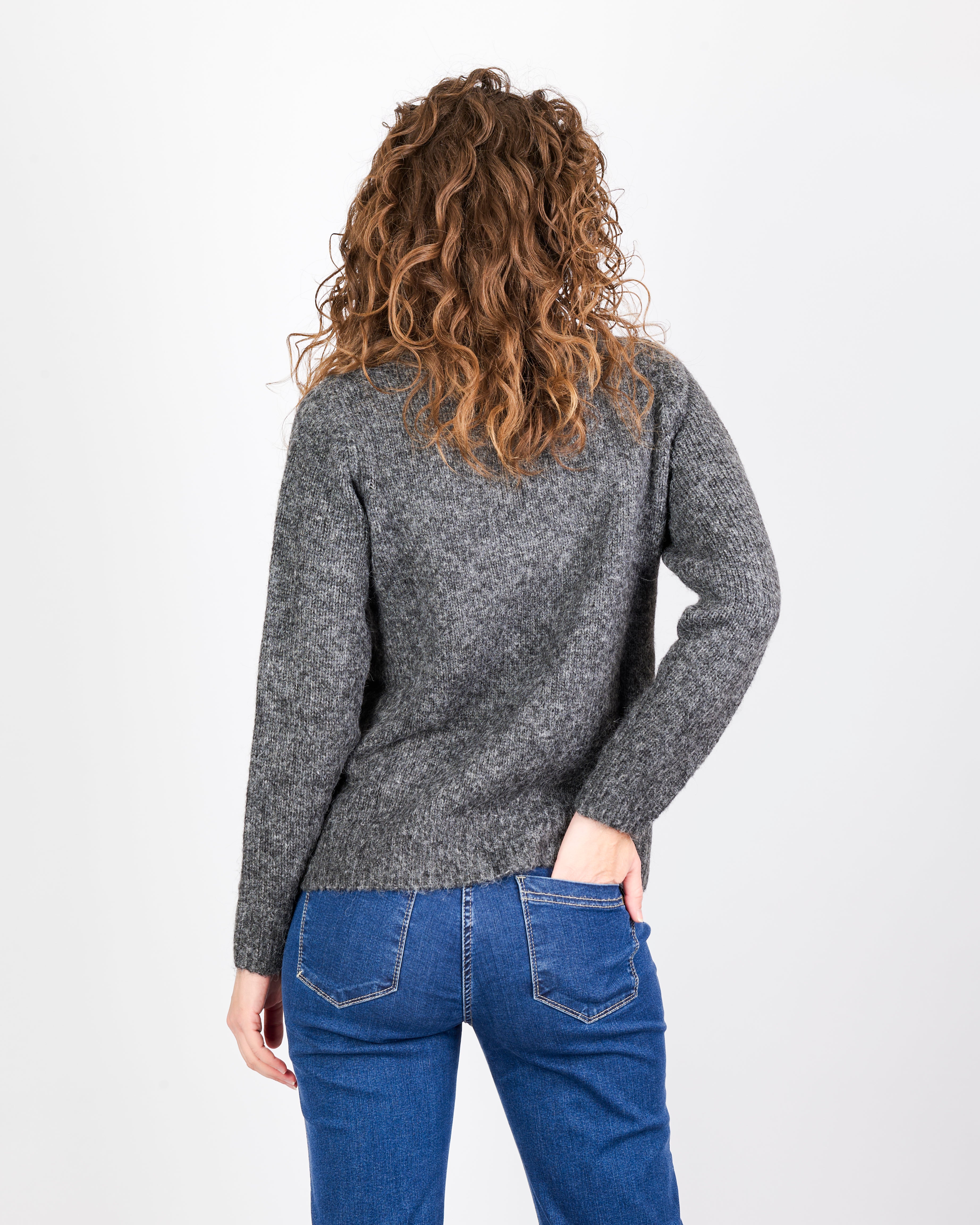 Maglia paricollo fiori ricamati 5465