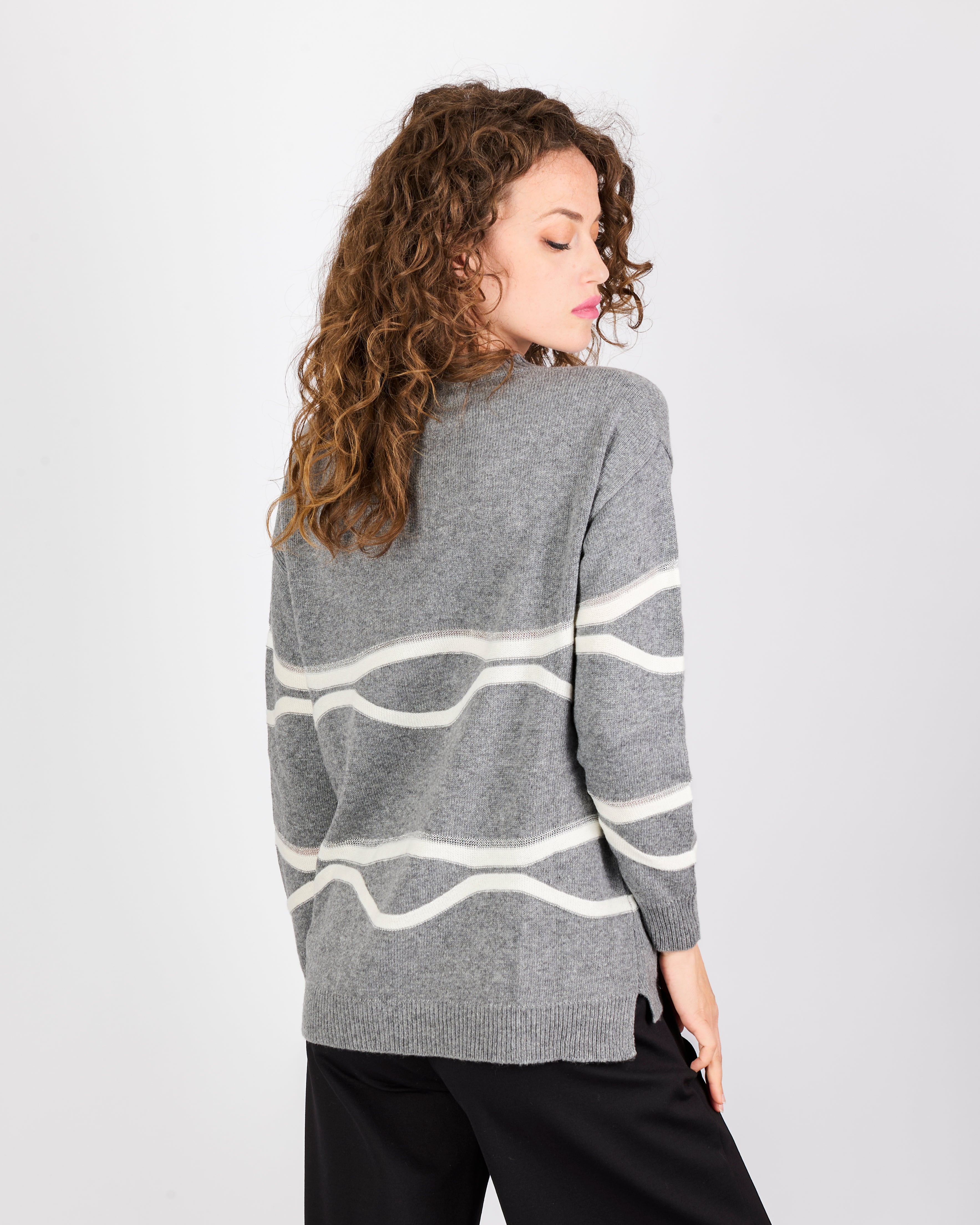Maglia girocollo onde bicolore lurex 21326