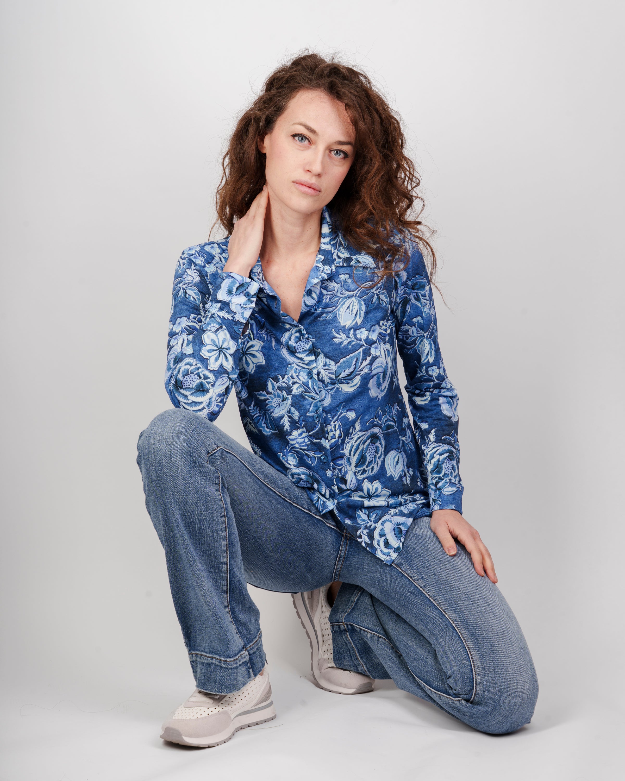 Camicia in Jersey COTONELLA BLU