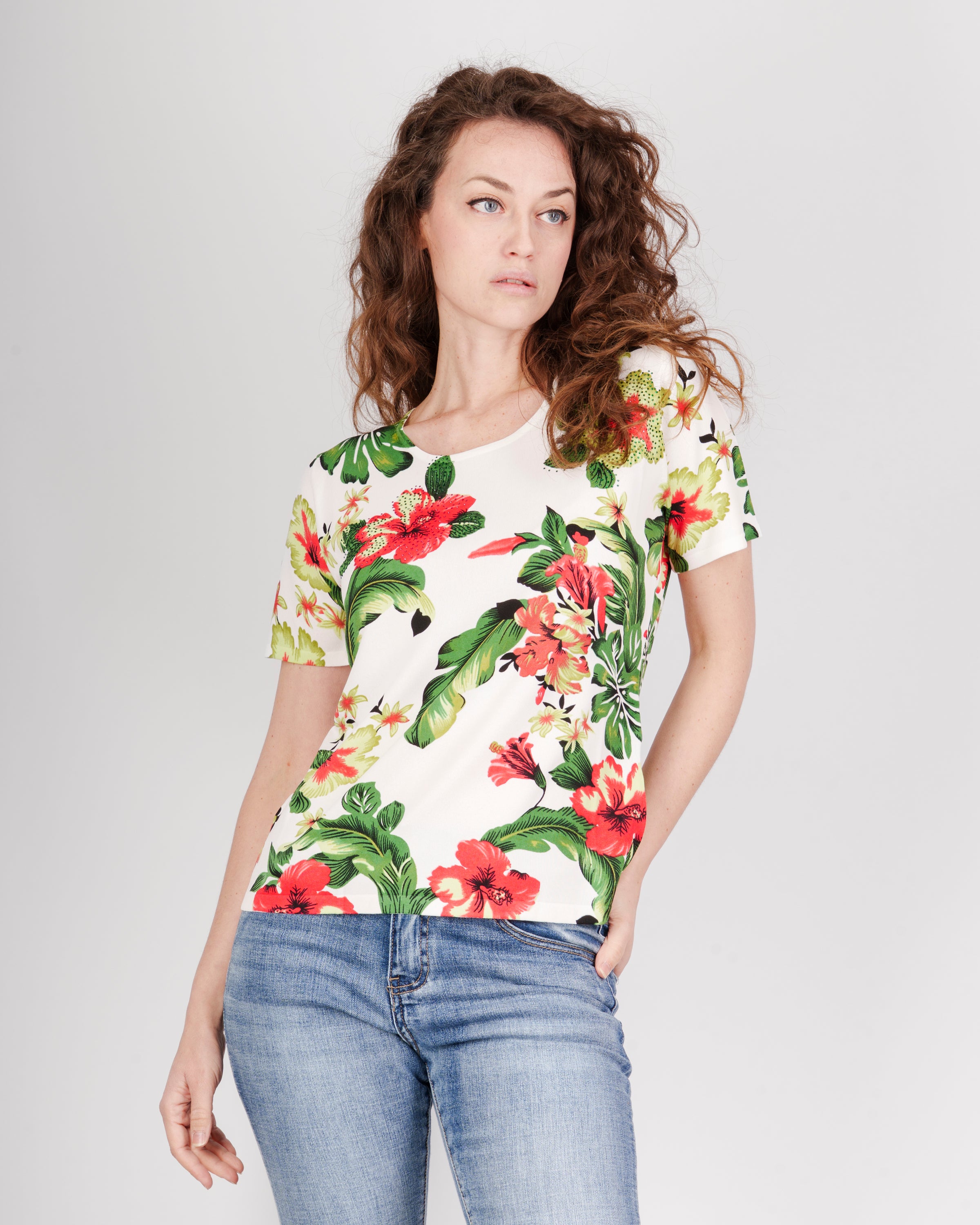 Maglia in viscosa fantasia fiori L823