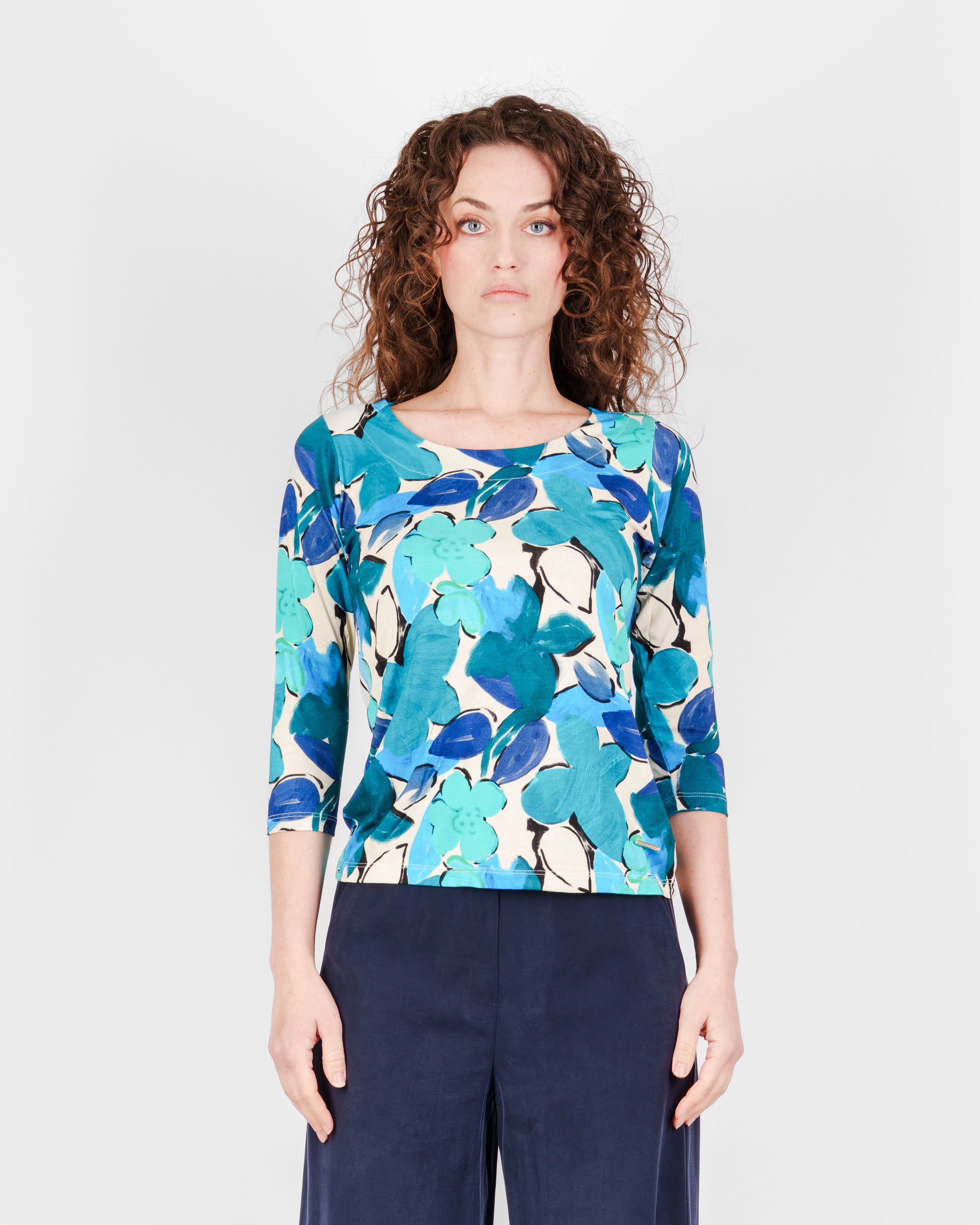 Maglia Manica 3/4 giro viscosa fantasia 74044 3/4