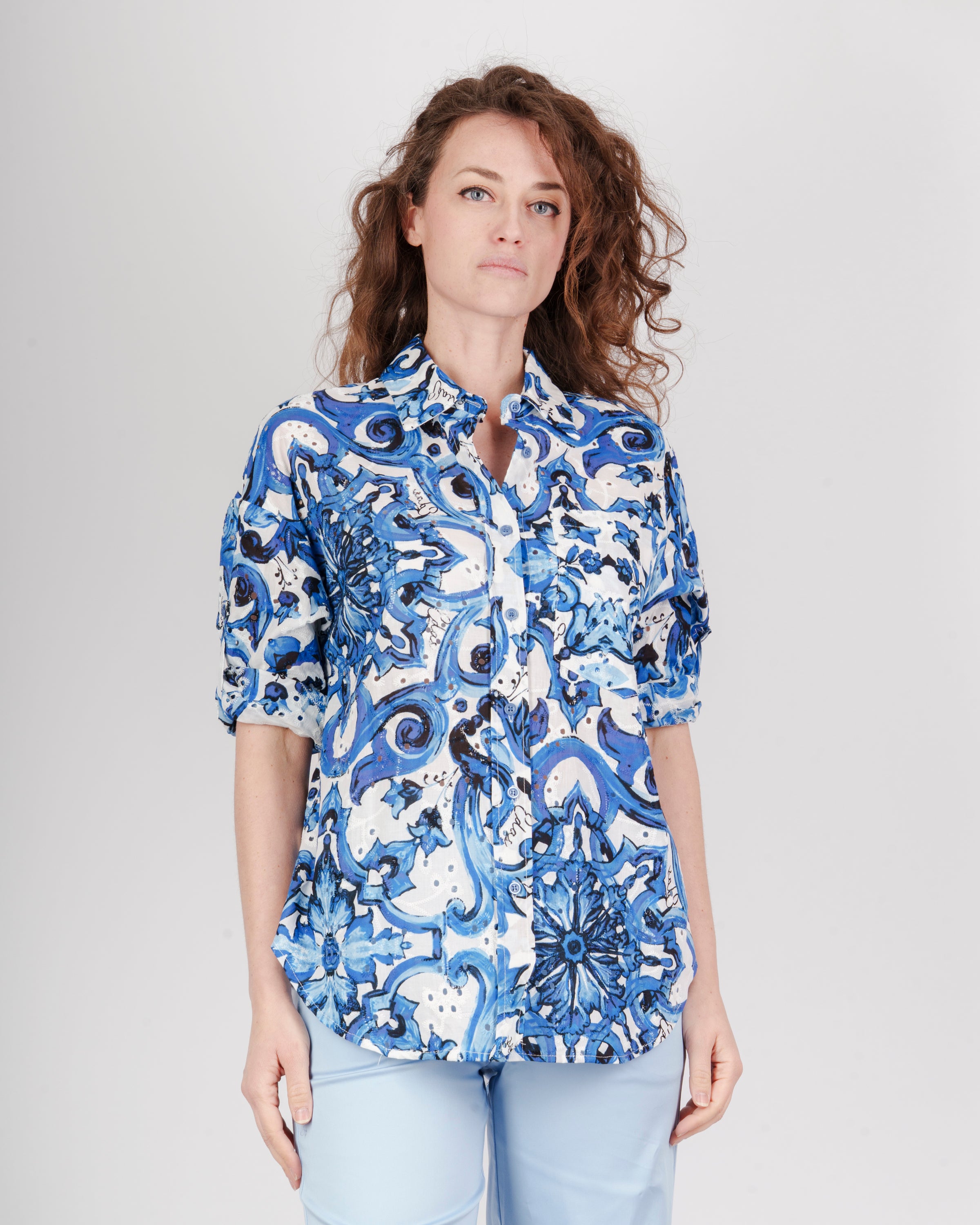 Camicia sangallo stampa maiolica SURETTA