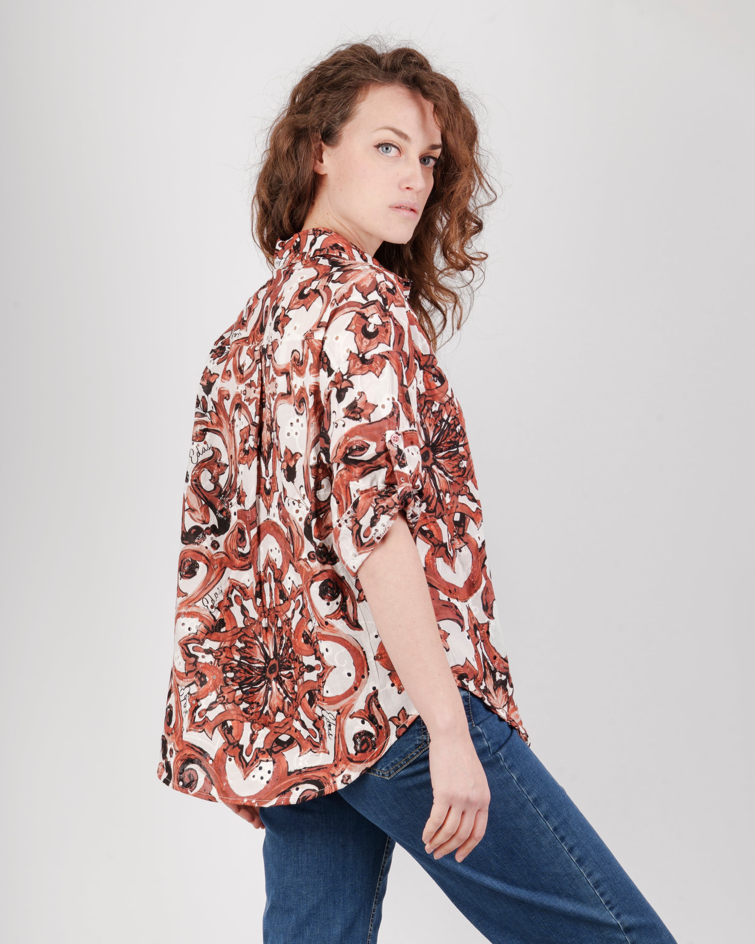 Camicia sangallo stampa maiolica SURETTA