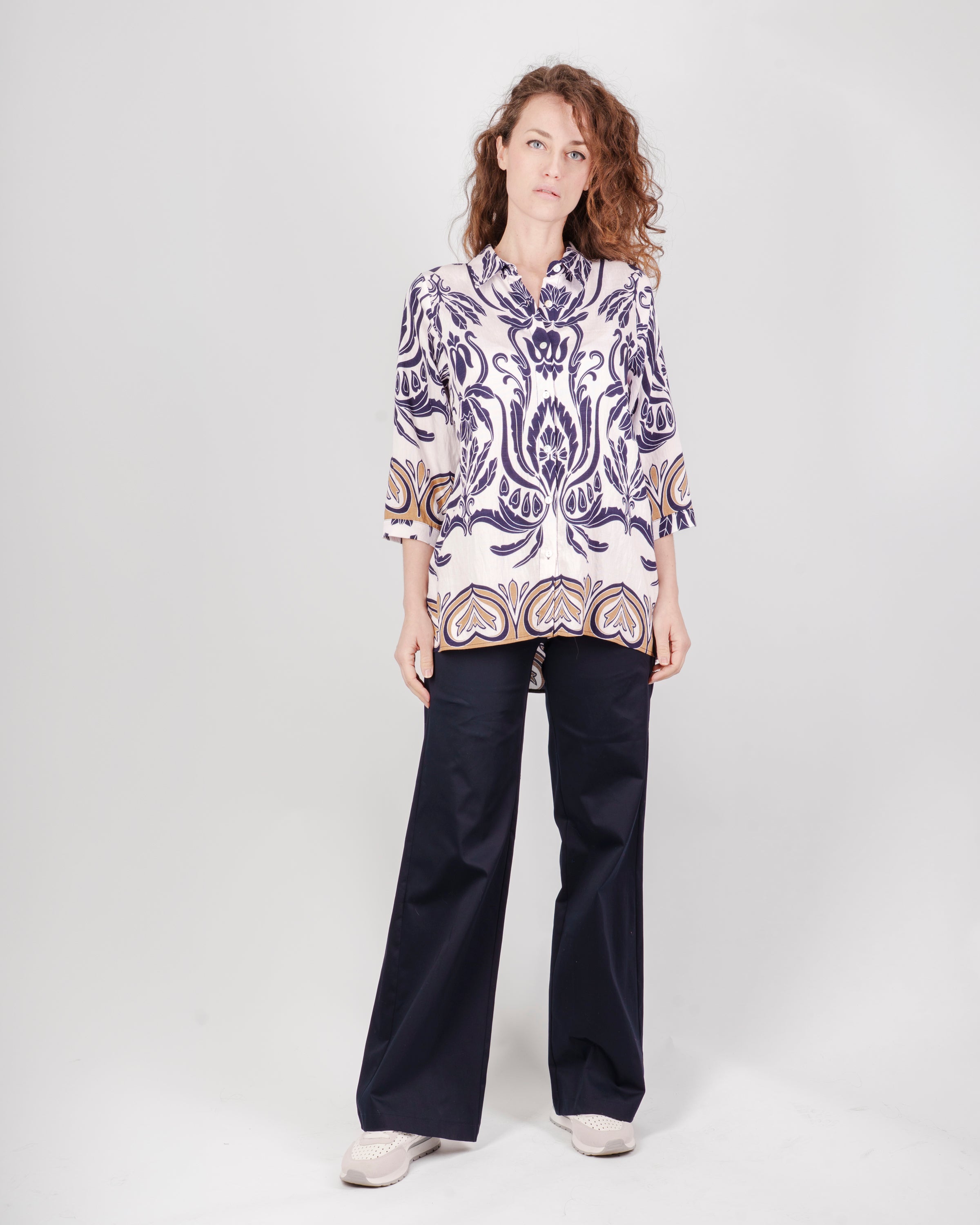 Camicia manica 3/4 fantasia damascata 5570