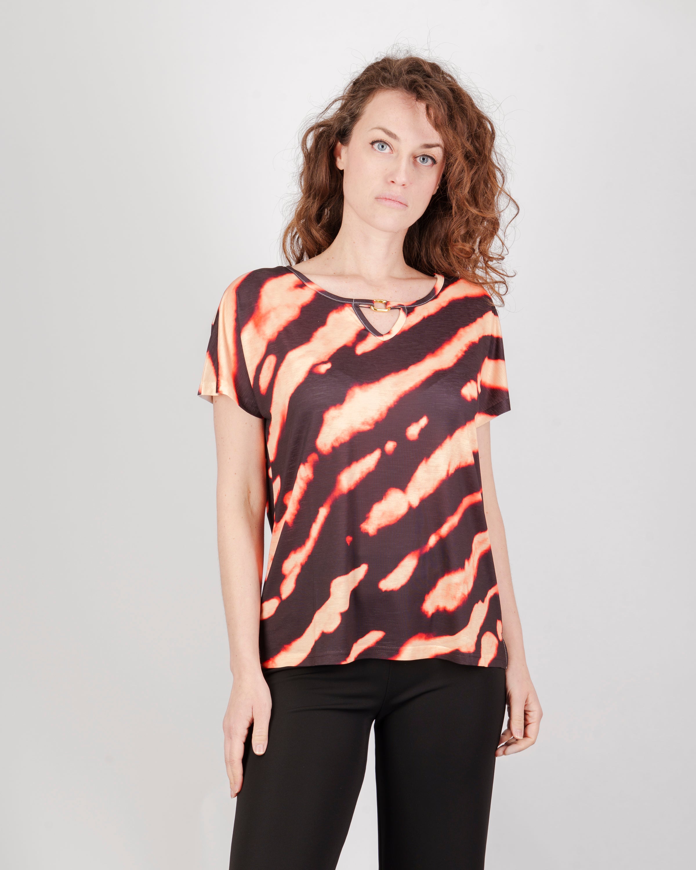Maglia scollo barchetta stampa Tie Die 8145