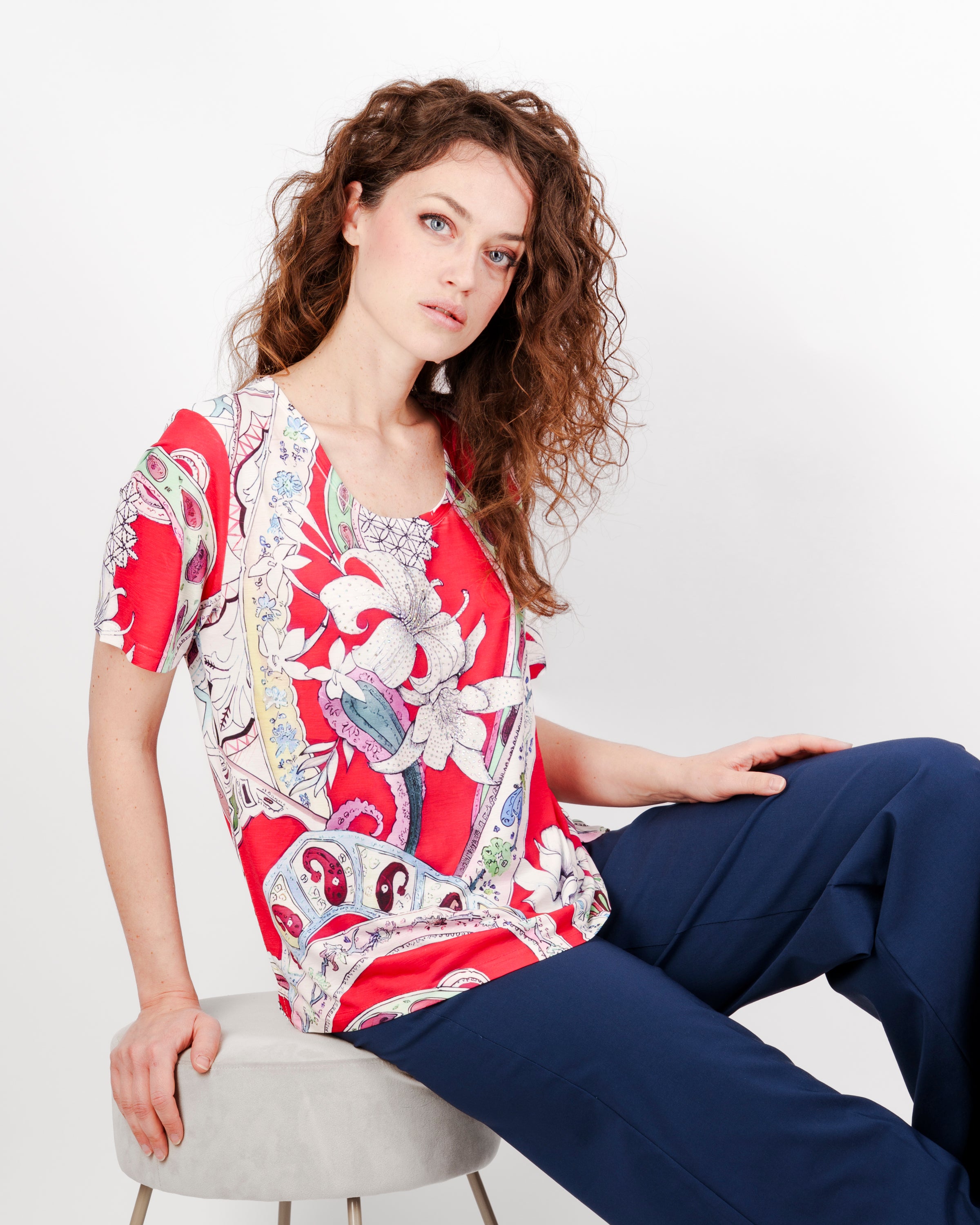 Maglia scollo Madonna fantasia 8141