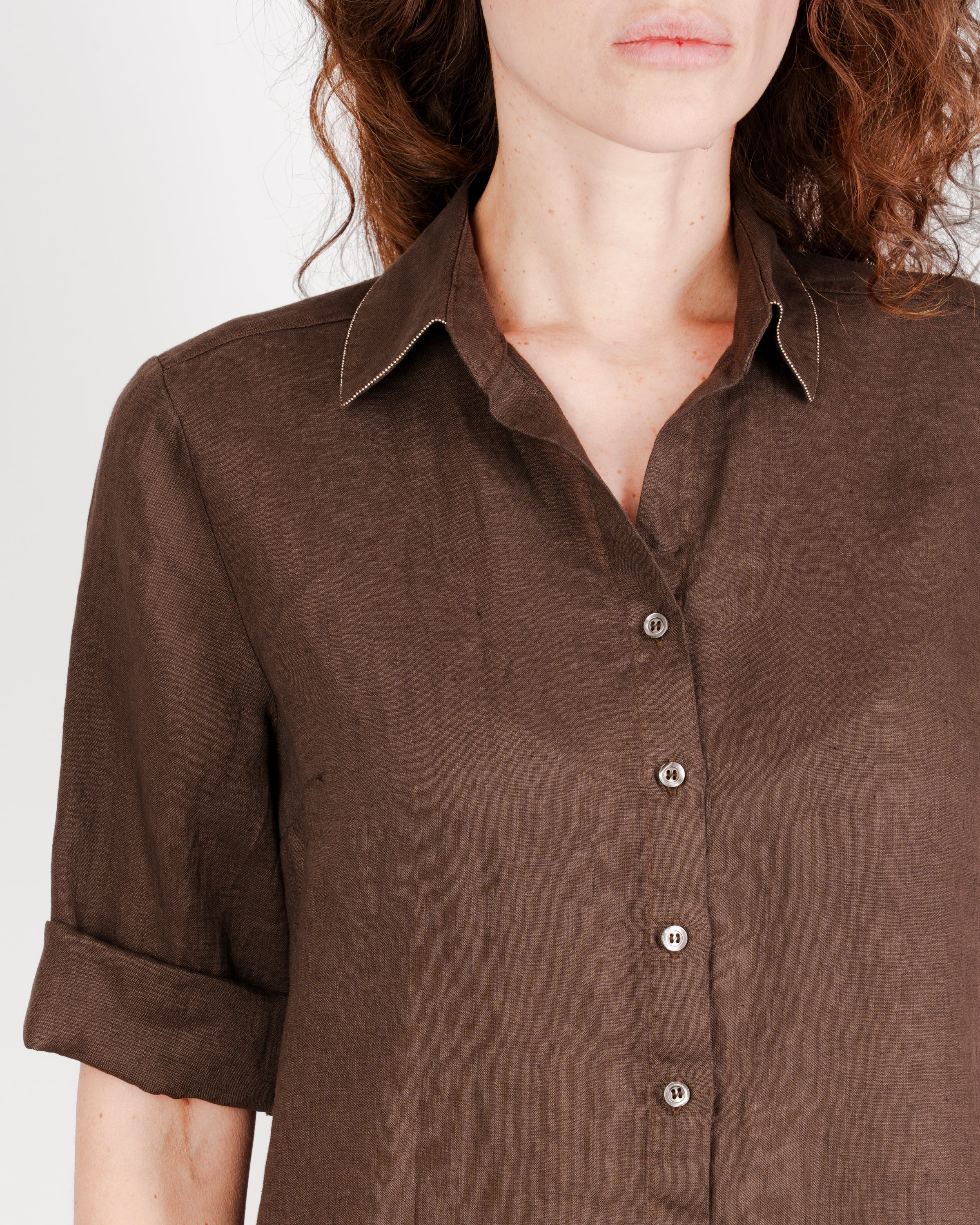 Camicia in puro lino bordo catenella 26-03