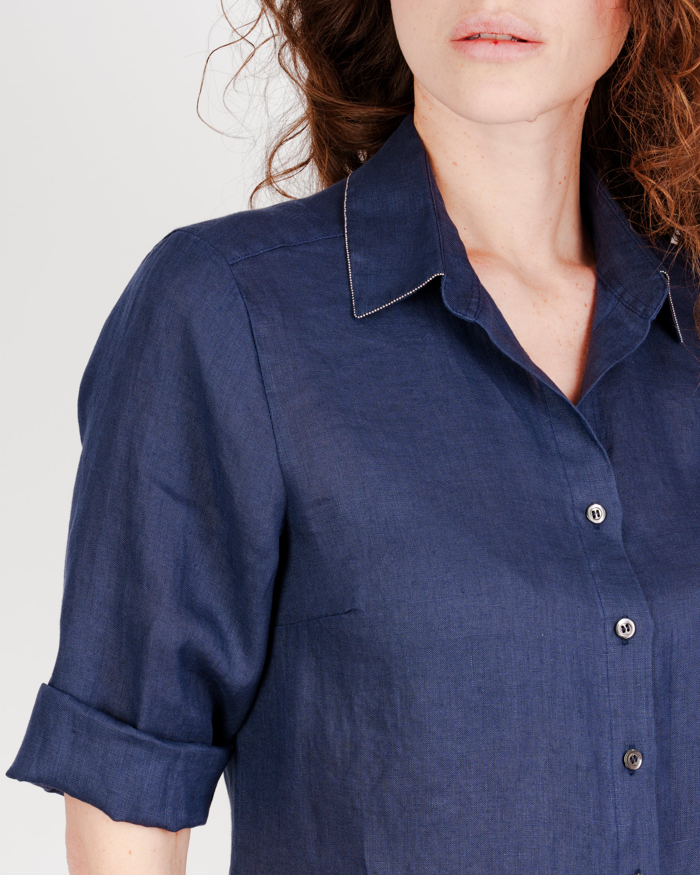 Camicia in puro lino bordo catenella 26-03