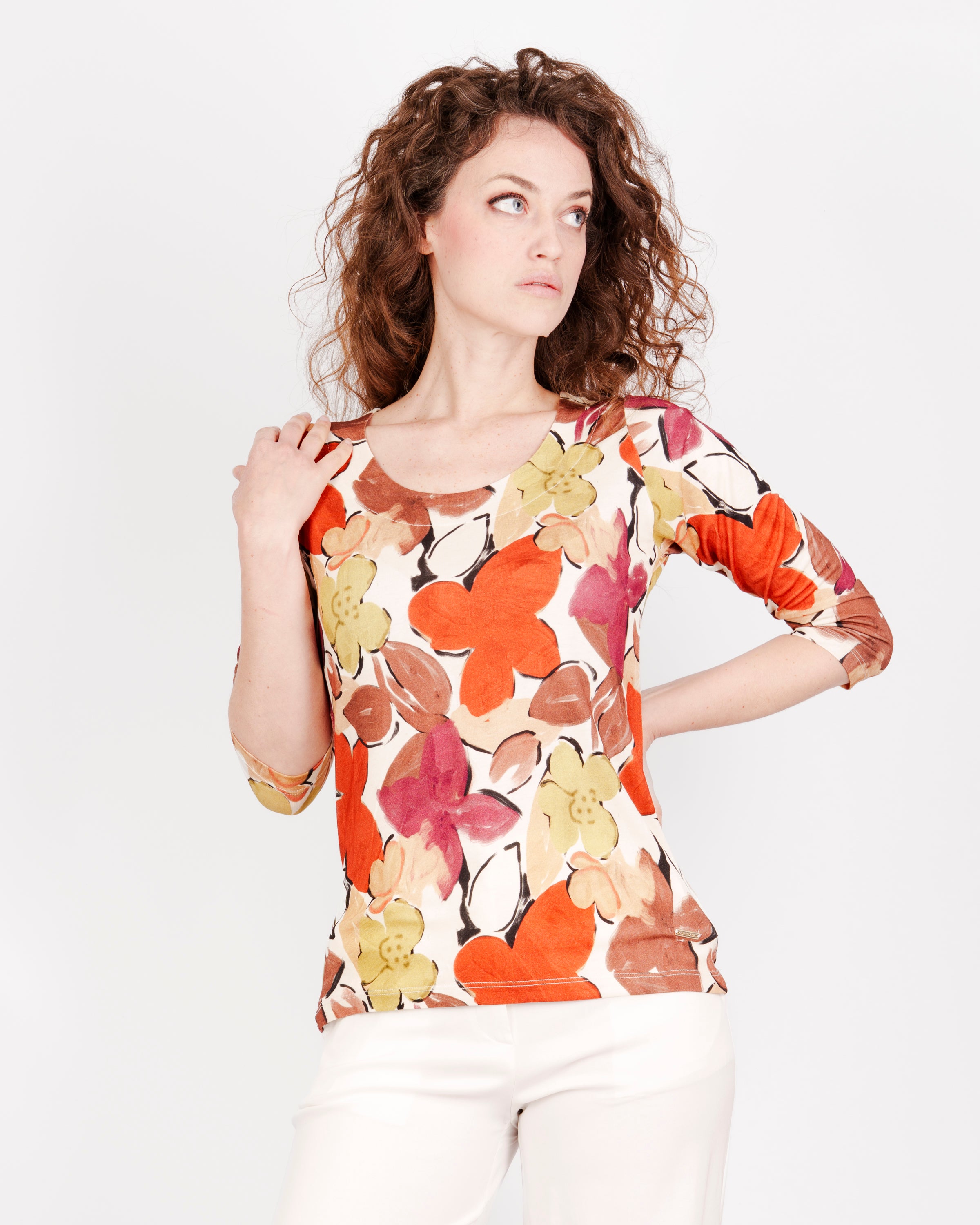 Maglia Manica 3/4 giro viscosa fantasia 74044 3/4