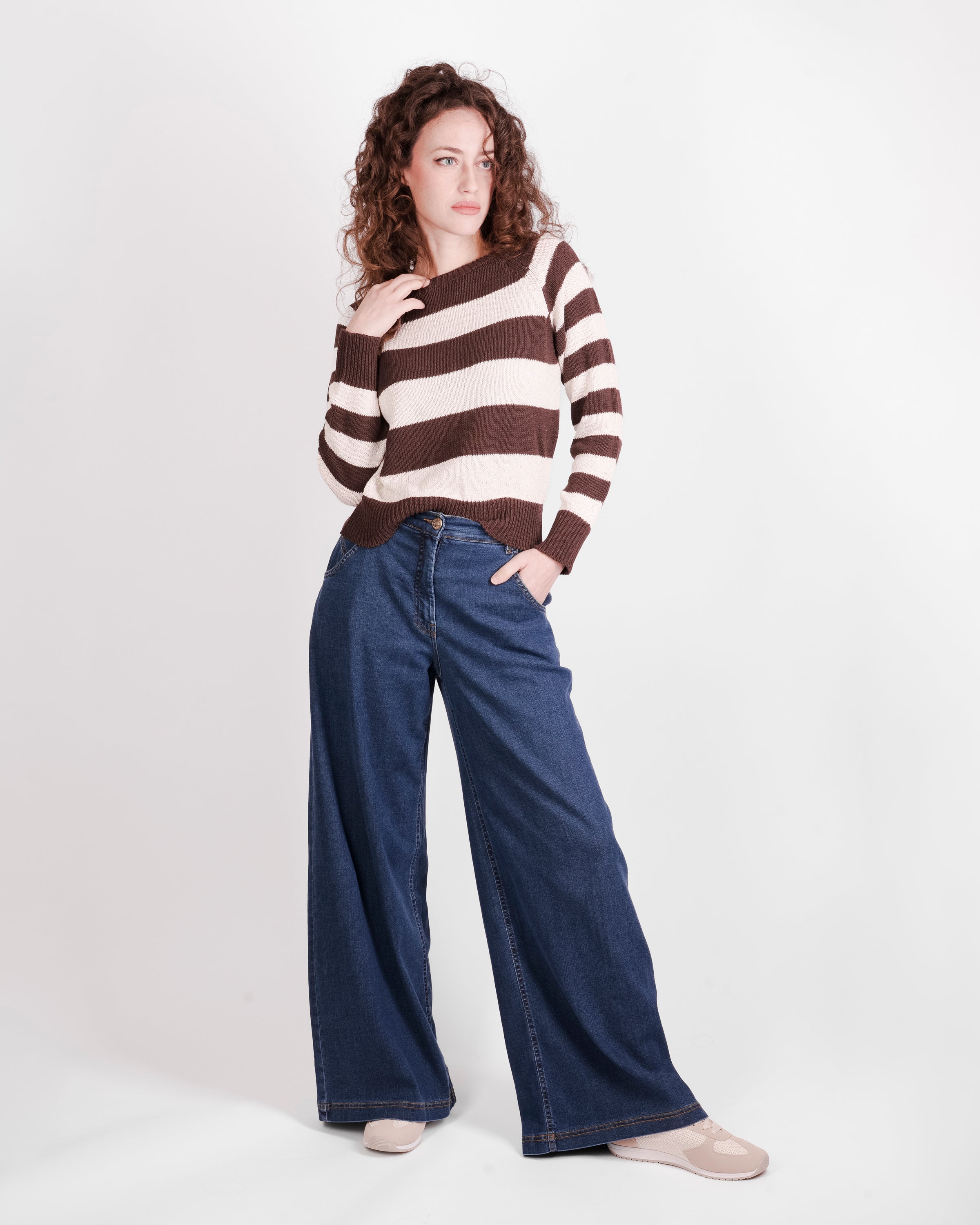 Girocollo rigato con filo paillettes 16051