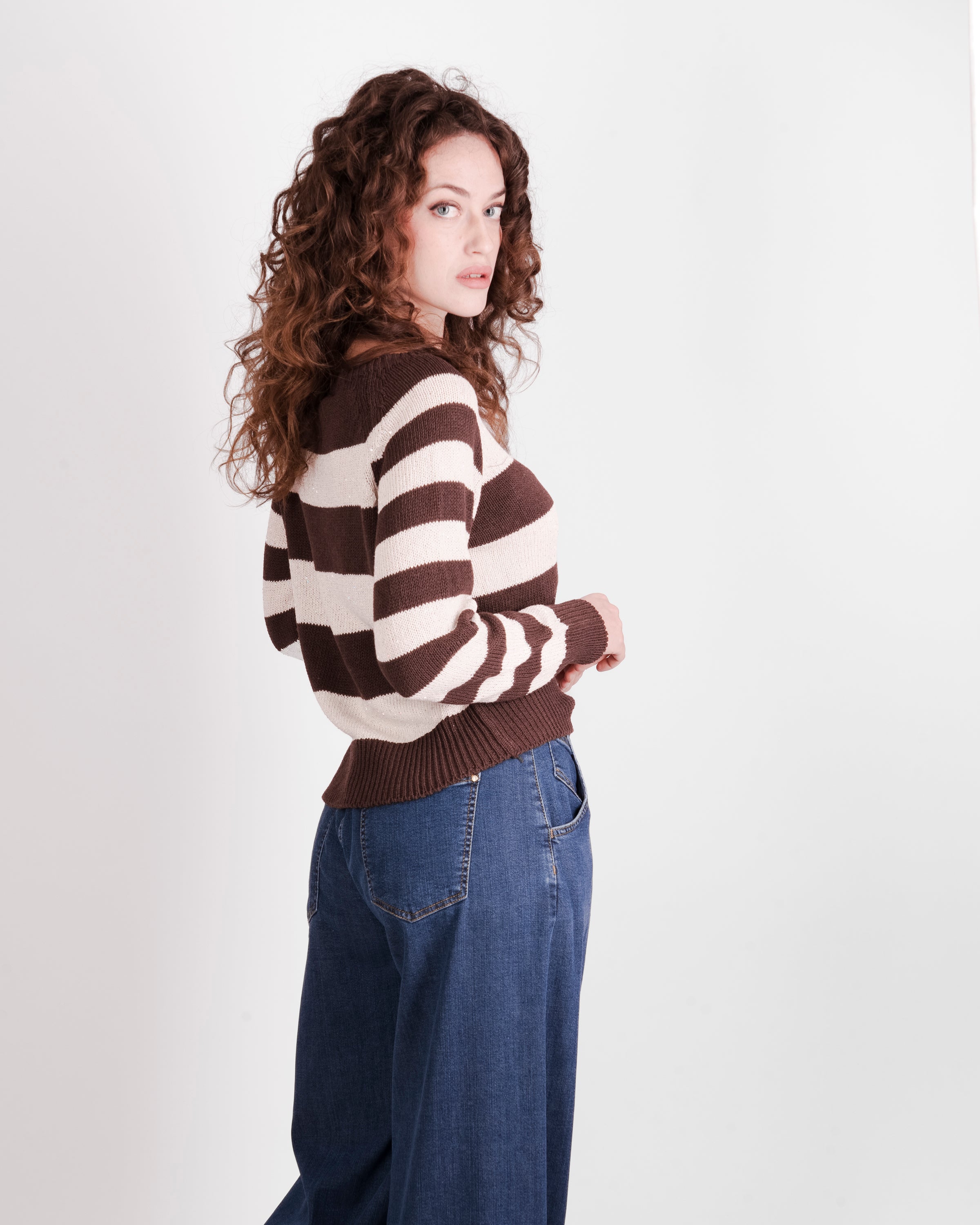 Girocollo rigato con filo paillettes 16051