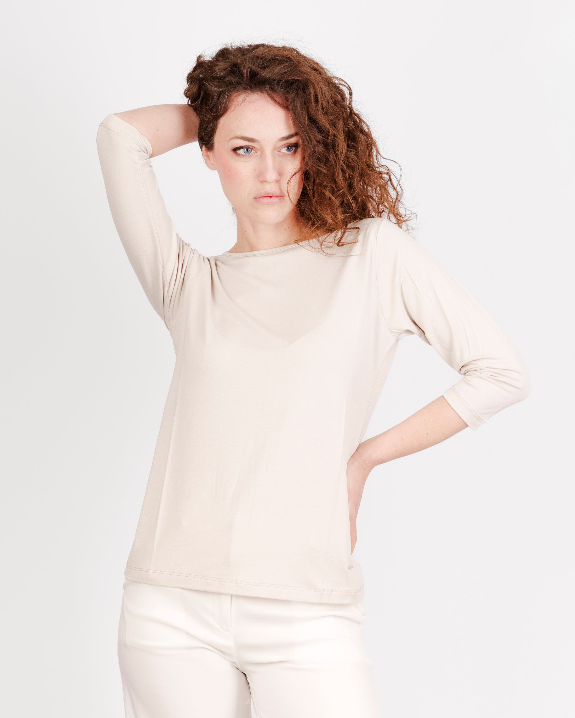 Maglia scollo barchetta viscosa BASICA 3/4
