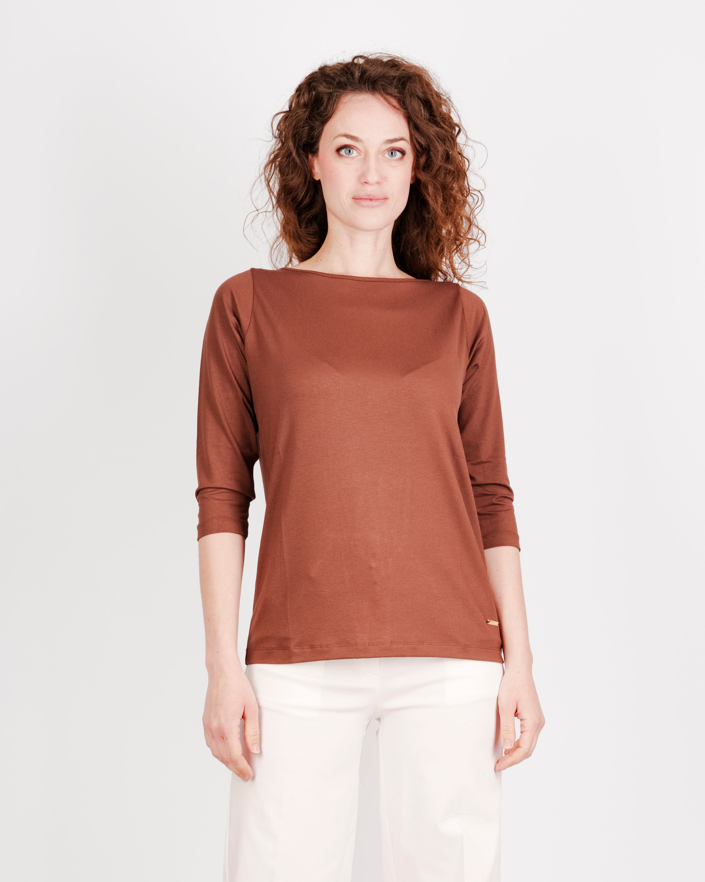 Maglia scollo barchetta viscosa BASICA 3/4