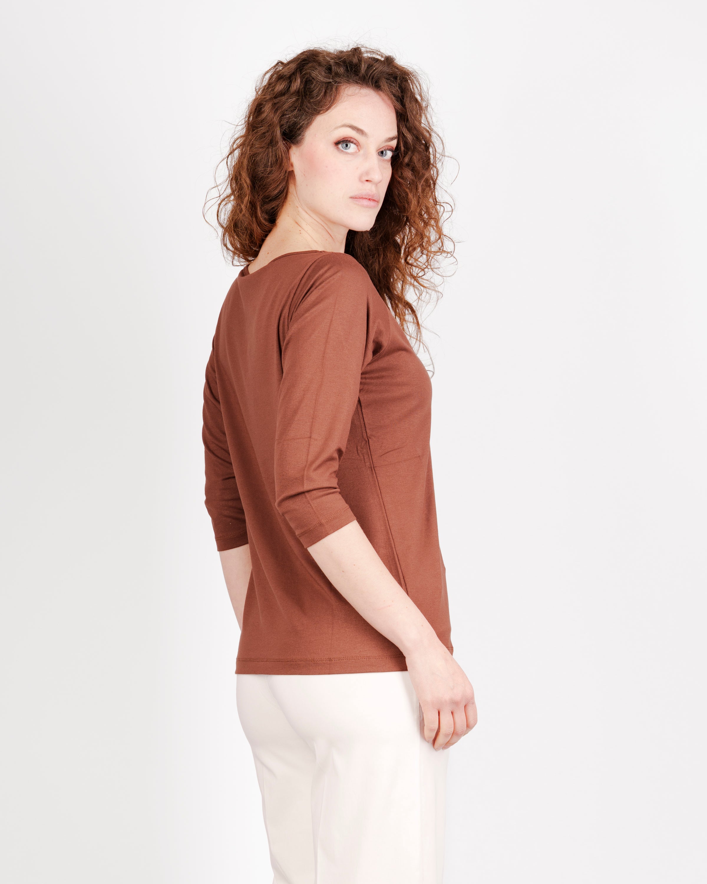 Maglia scollo barchetta viscosa BASICA 3/4