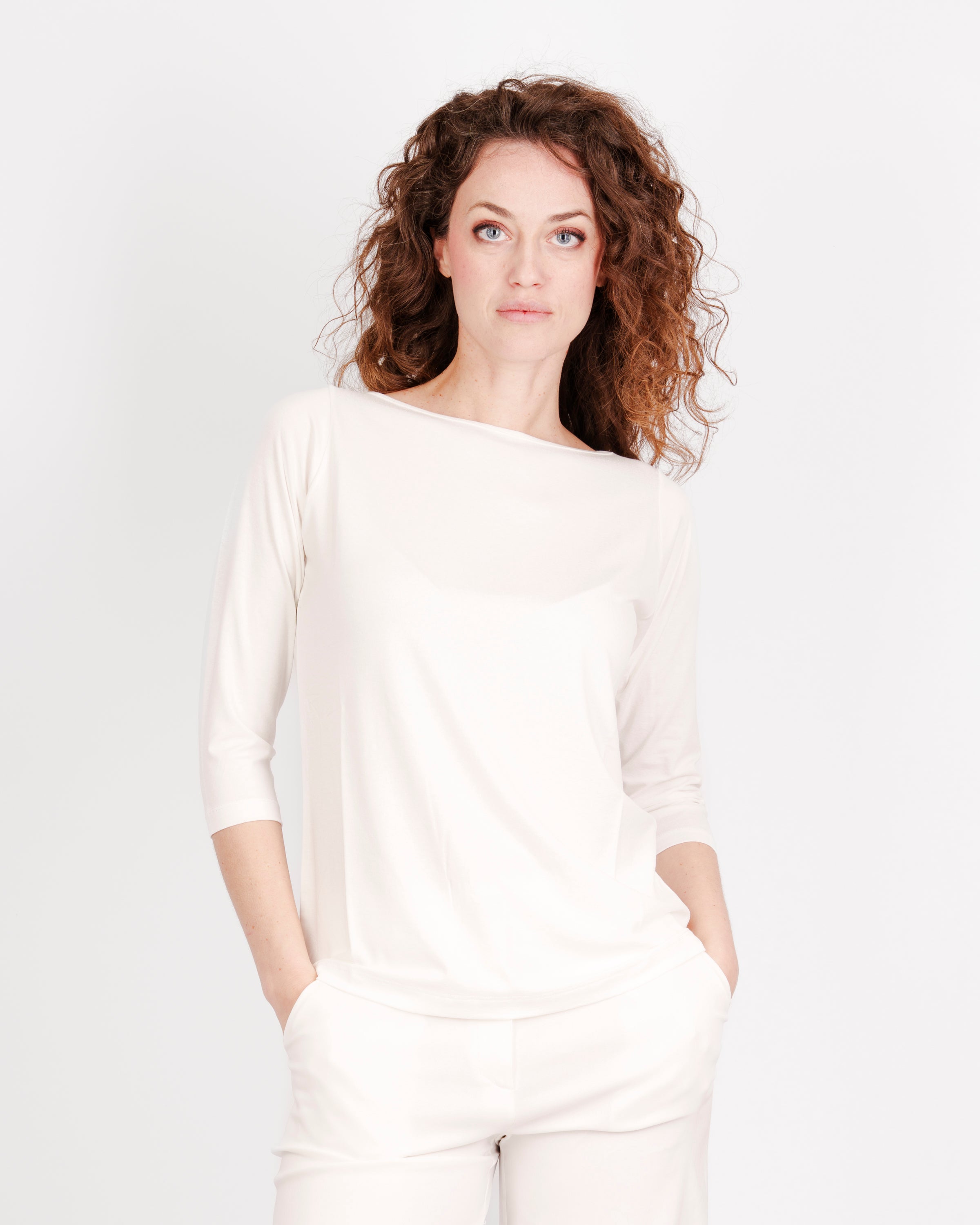 Maglia scollo barchetta viscosa BASICA 3/4