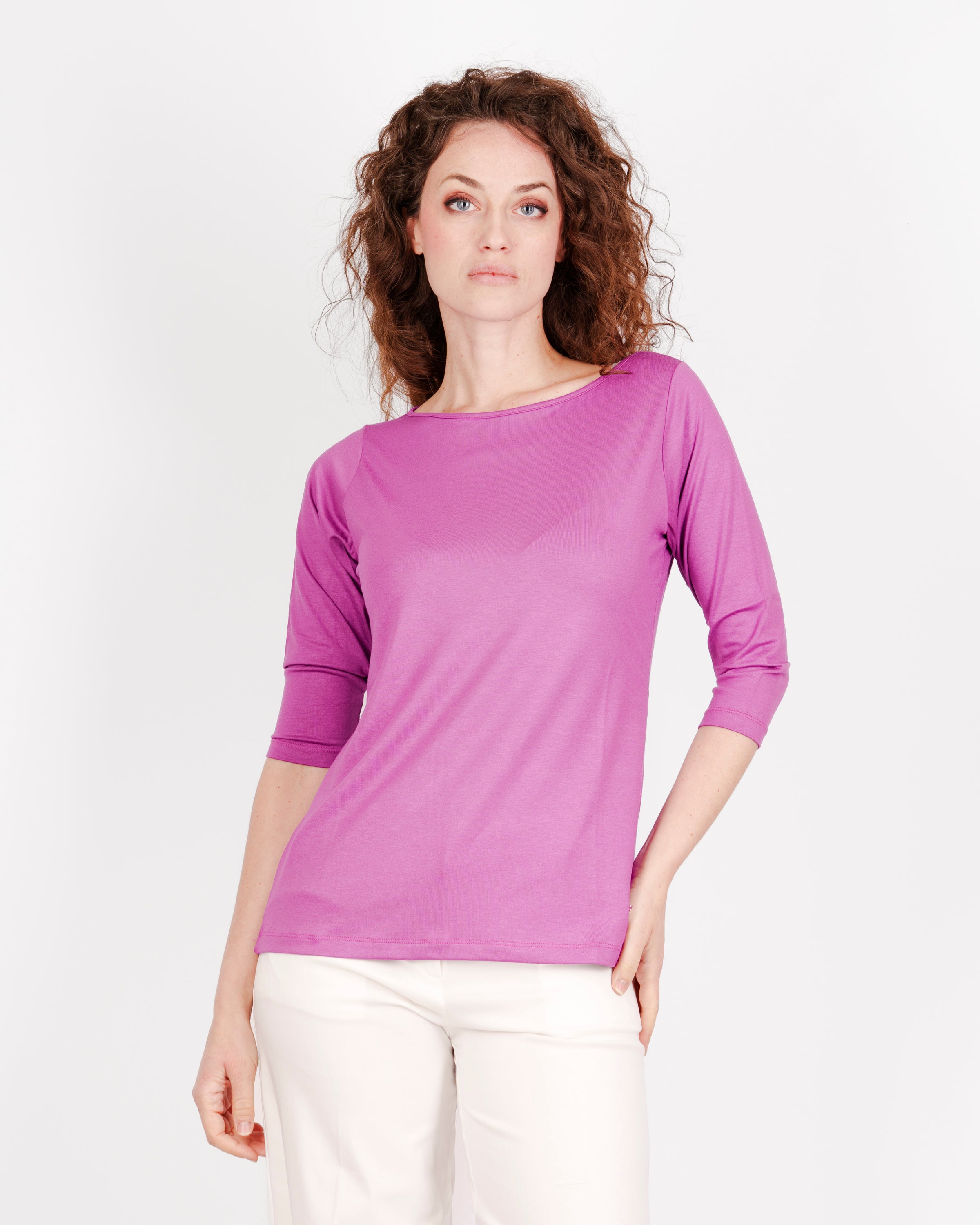 Maglia scollo barchetta viscosa BASICA 3/4