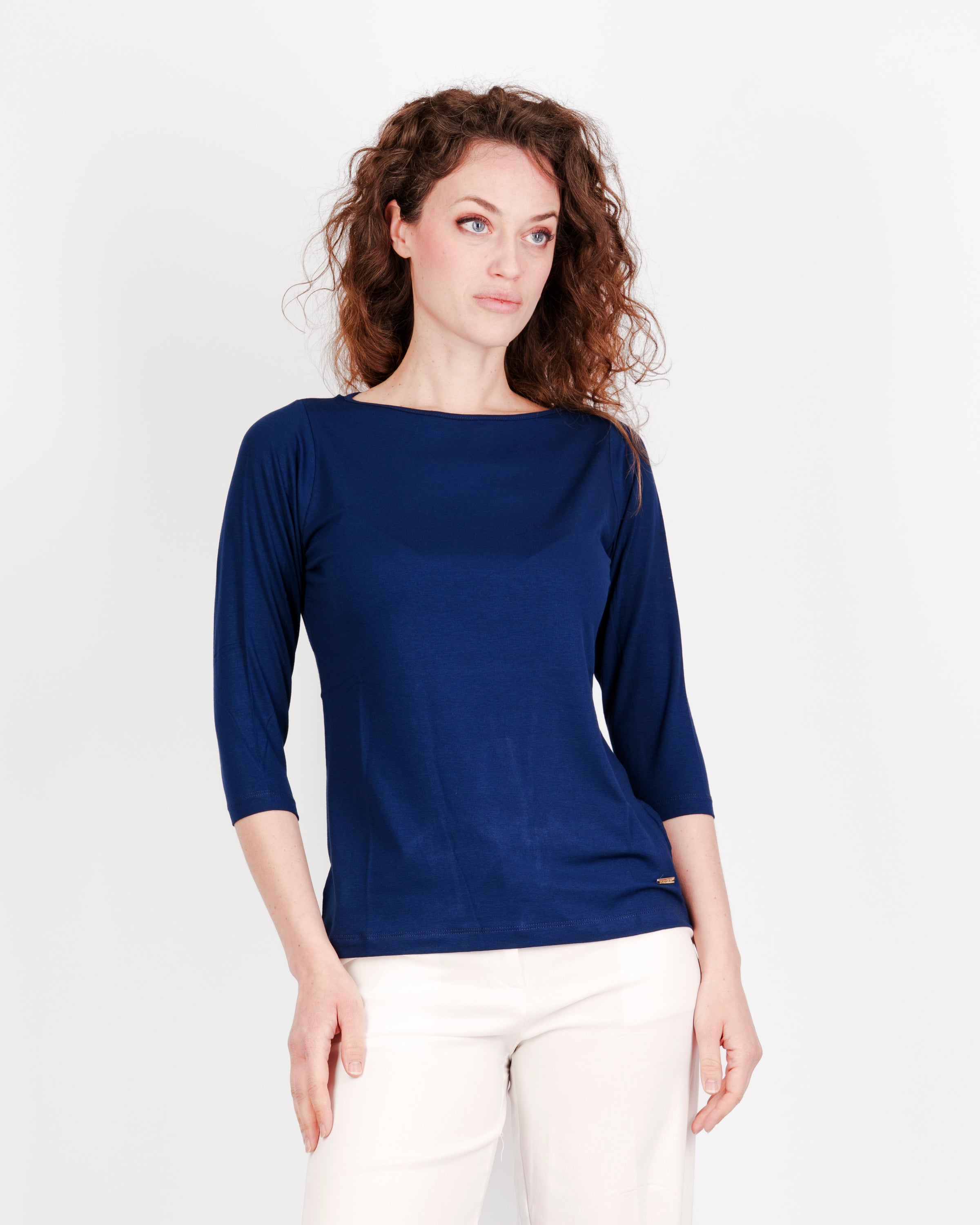Maglia scollo barchetta viscosa BASICA 3/4