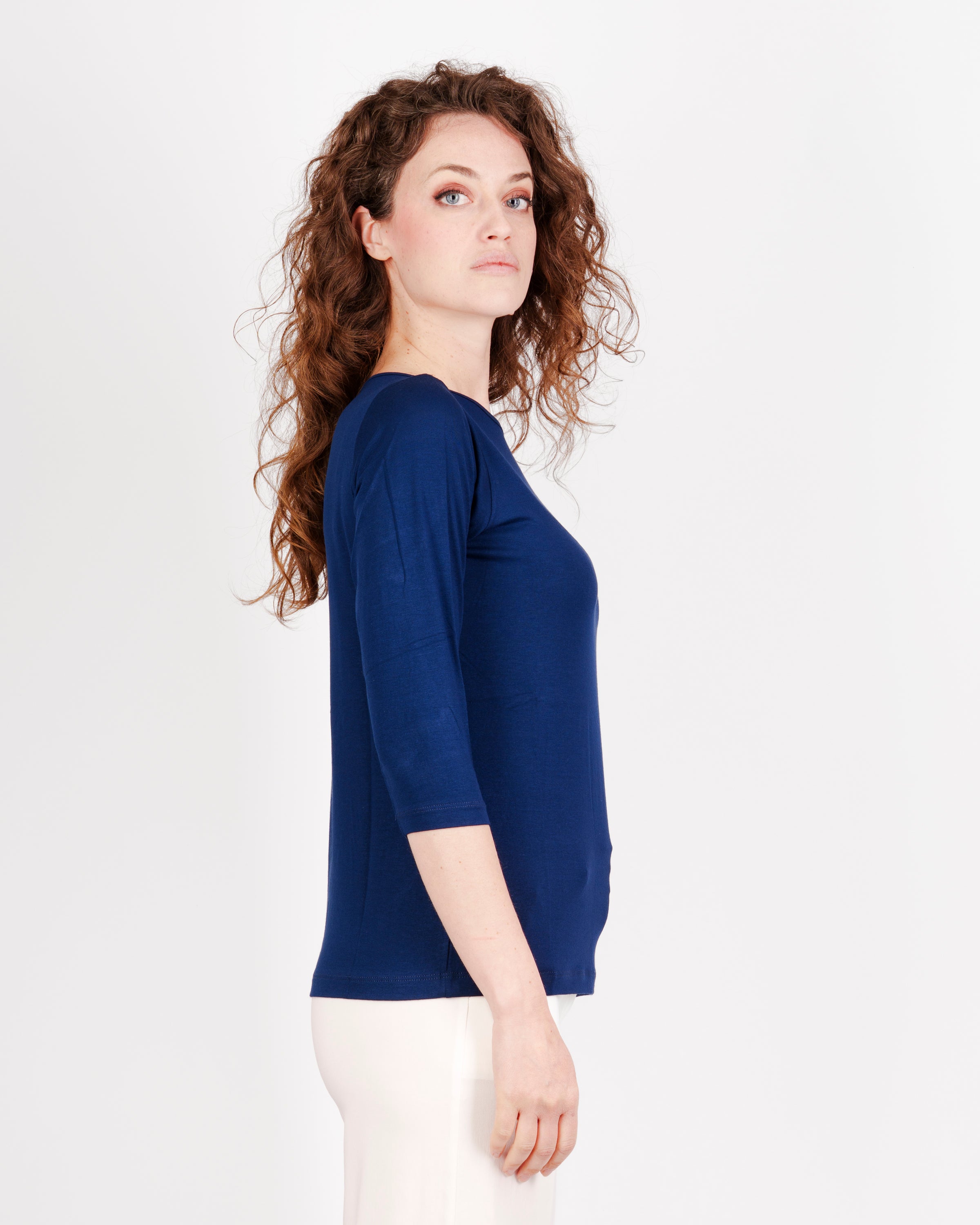 Maglia scollo barchetta viscosa BASICA 3/4