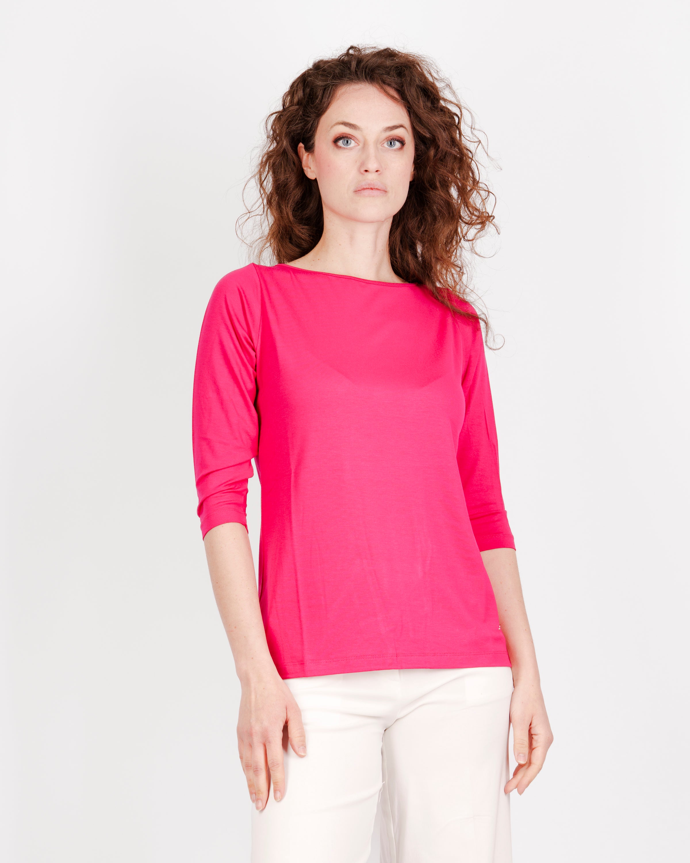 Maglia scollo barchetta viscosa BASICA 3/4