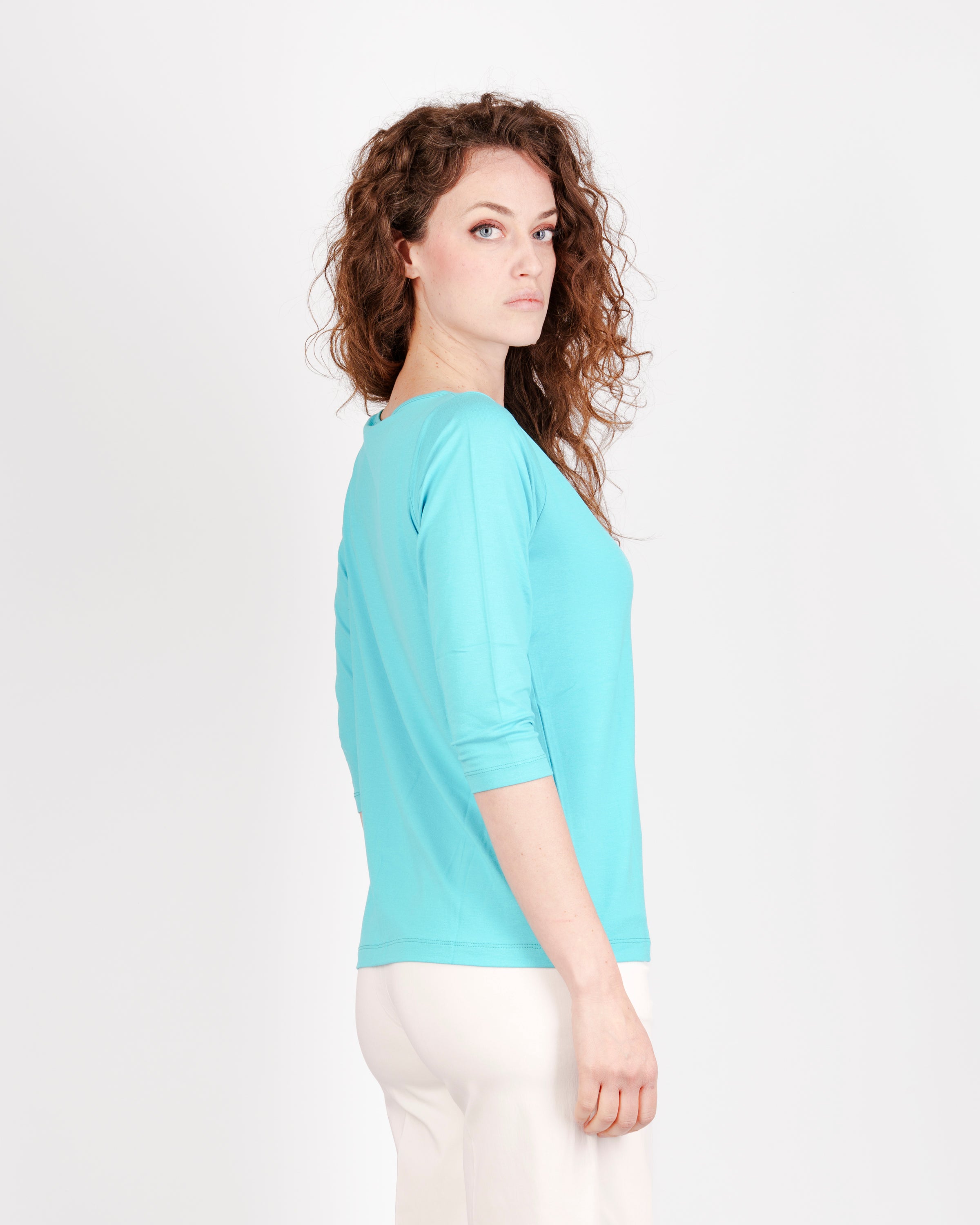 Maglia scollo barchetta viscosa BASICA 3/4