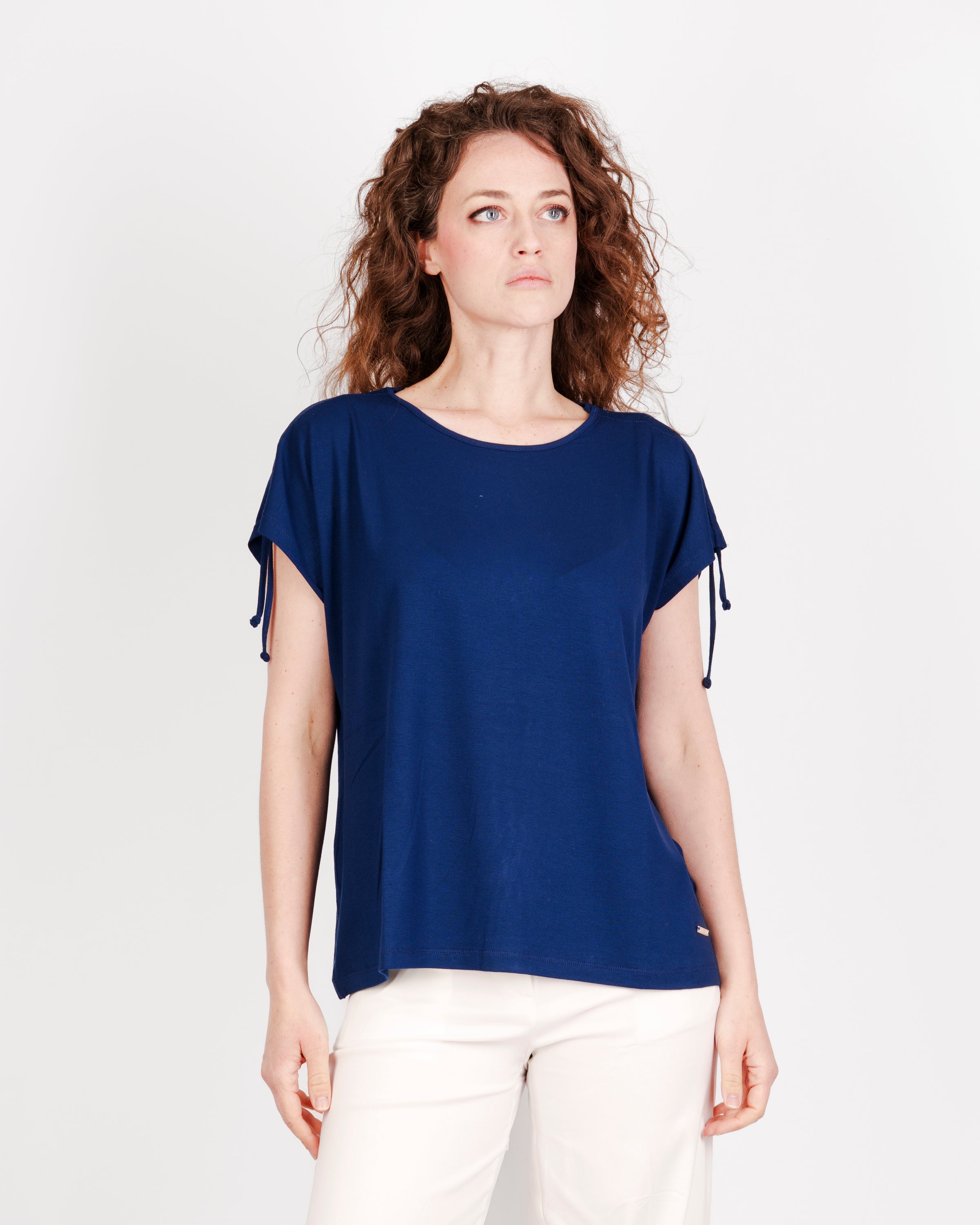 Maglia in viscosa coulisse spalla T-2318