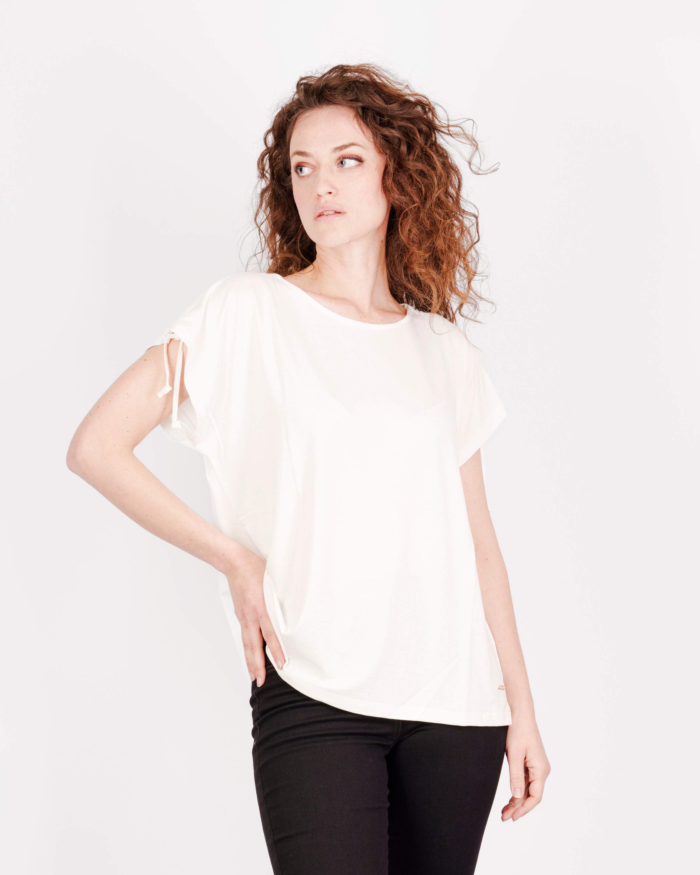 Maglia in viscosa coulisse spalla T-2318