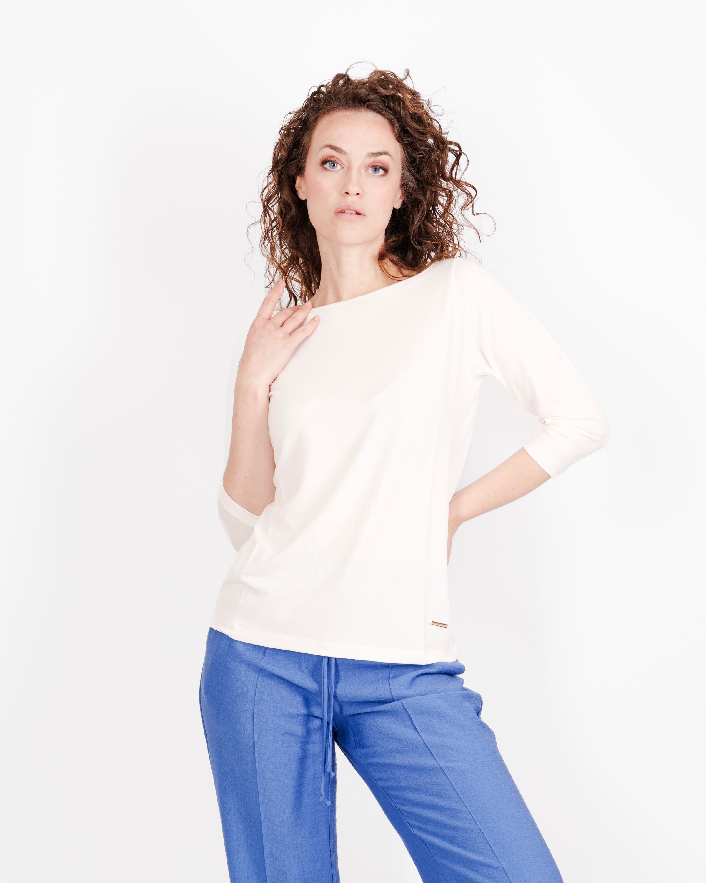 Maglia scollo barchetta viscosa BASICA 3/4