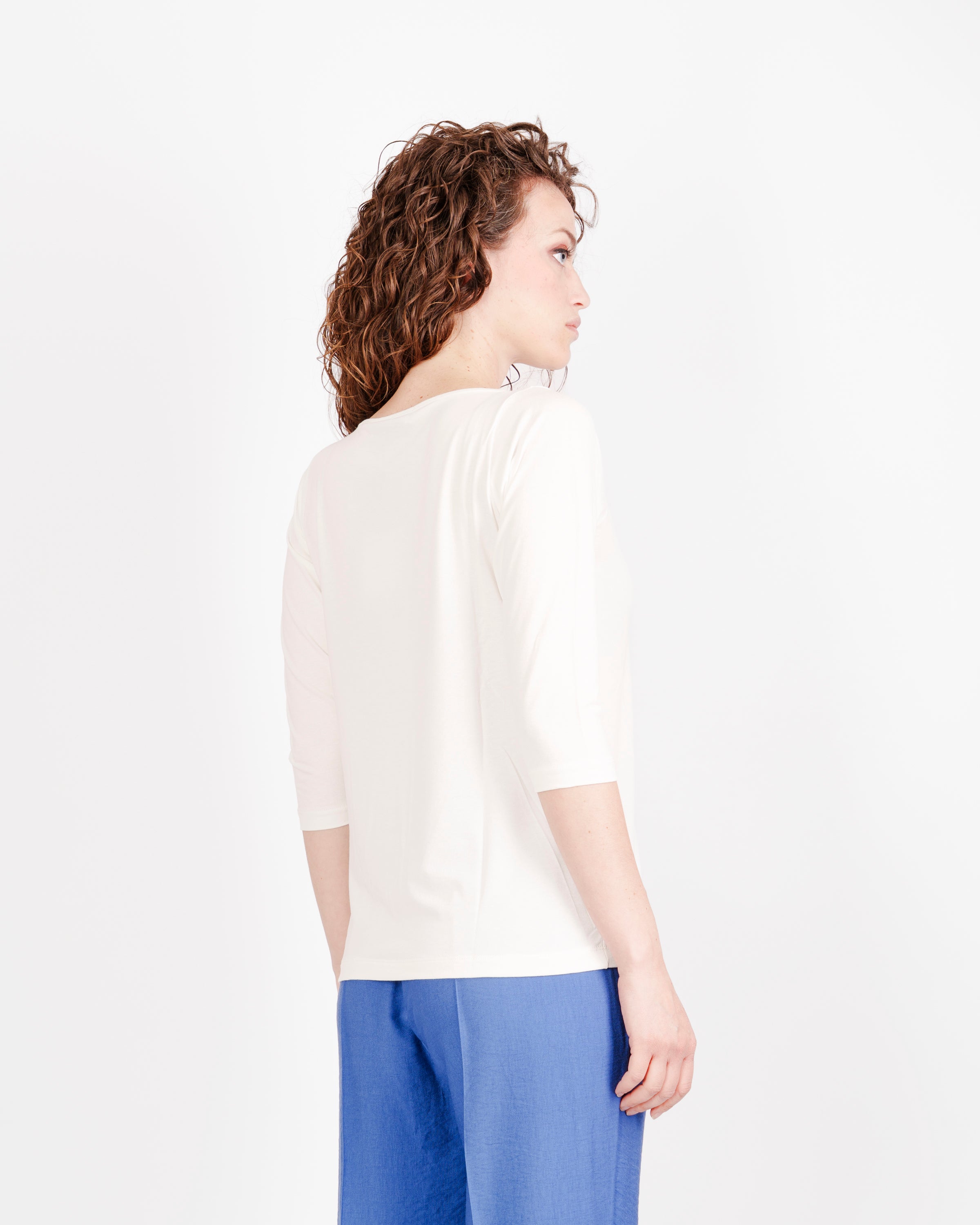 Maglia scollo barchetta viscosa BASICA 3/4