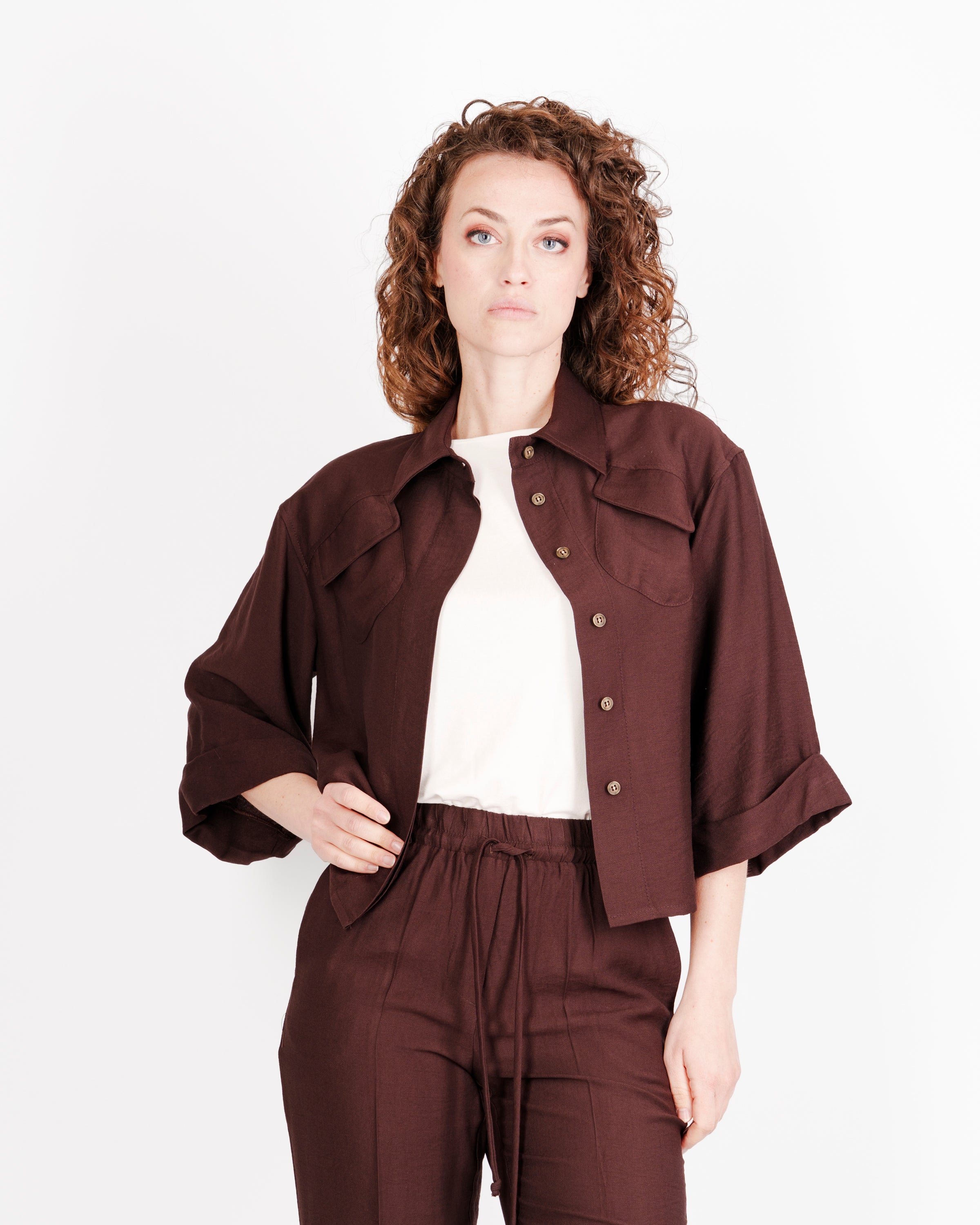 Camicia corta Edas crinkle viscosa CONTESSA