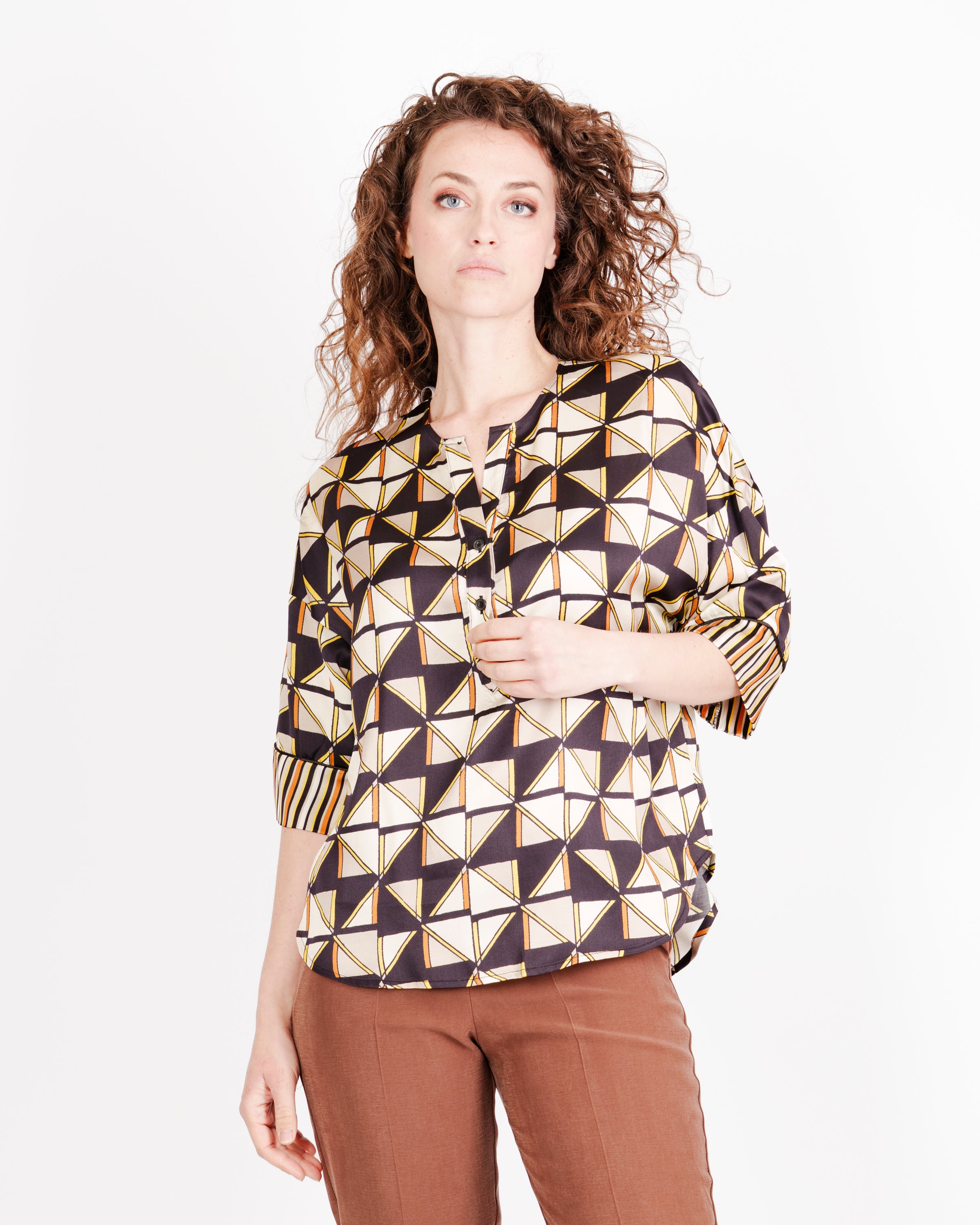 Blusa a coreana Edas stampa rombi SBERLA