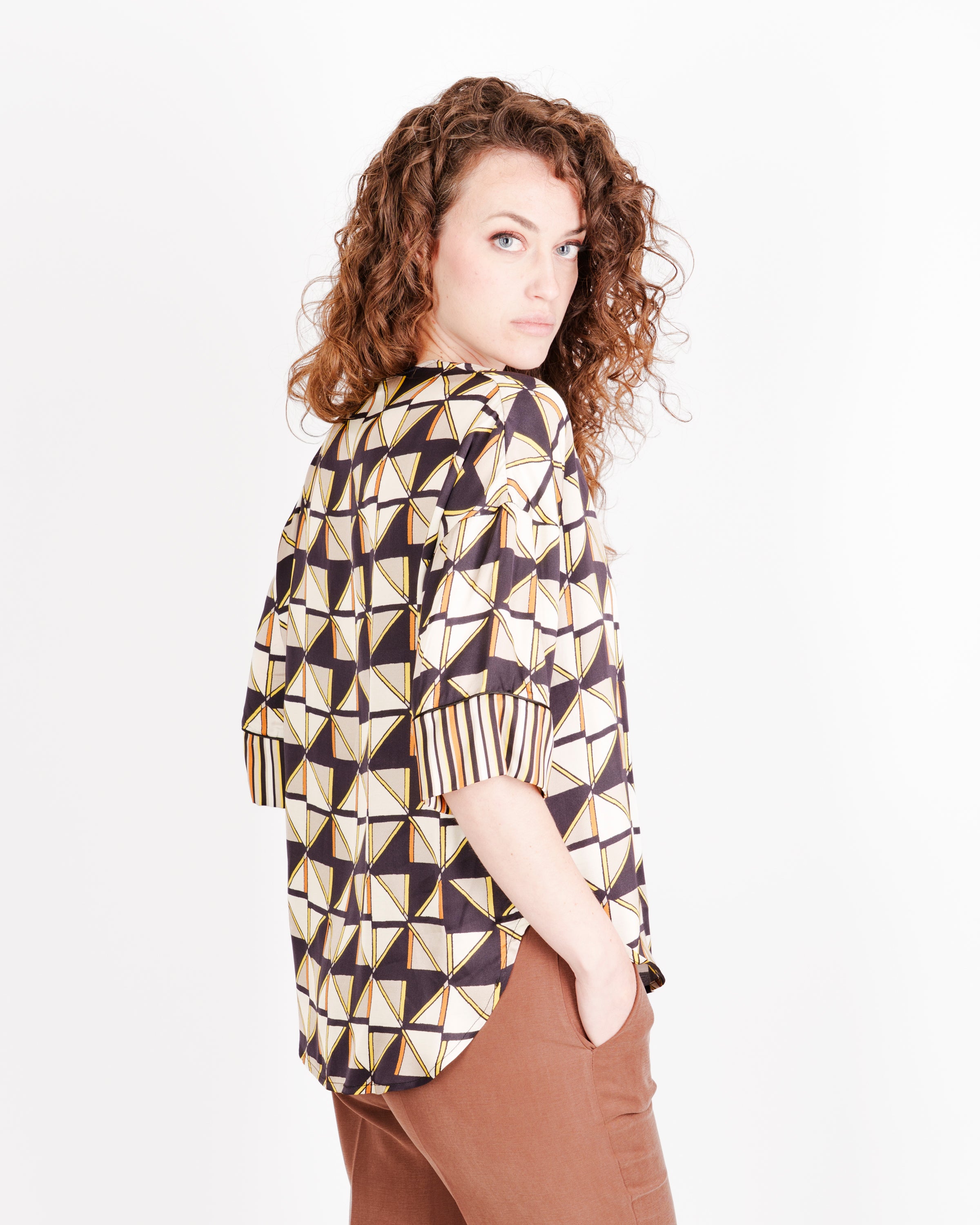 Blusa a coreana Edas stampa rombi SBERLA