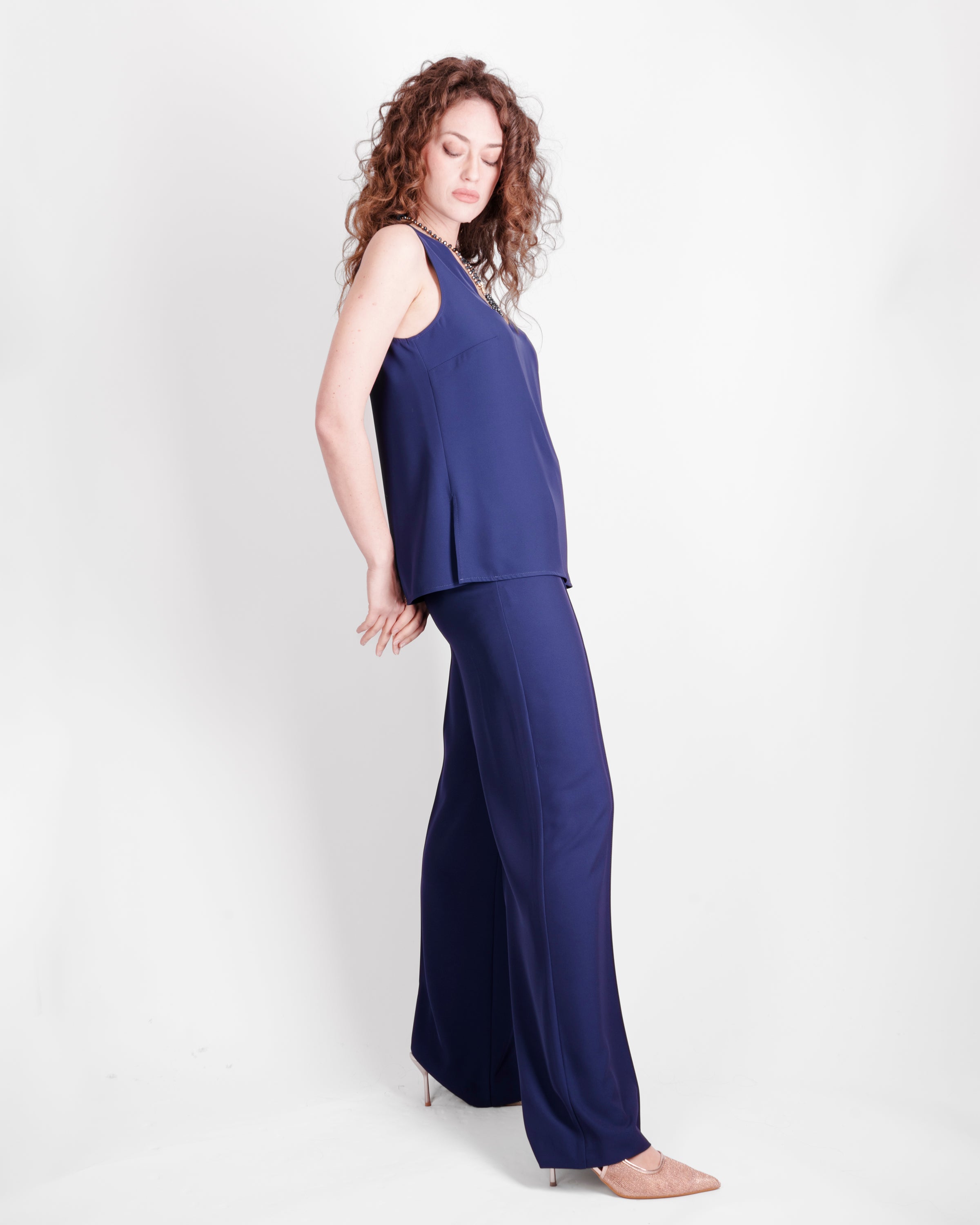Pantalone palazzo in cadì CONFETTO