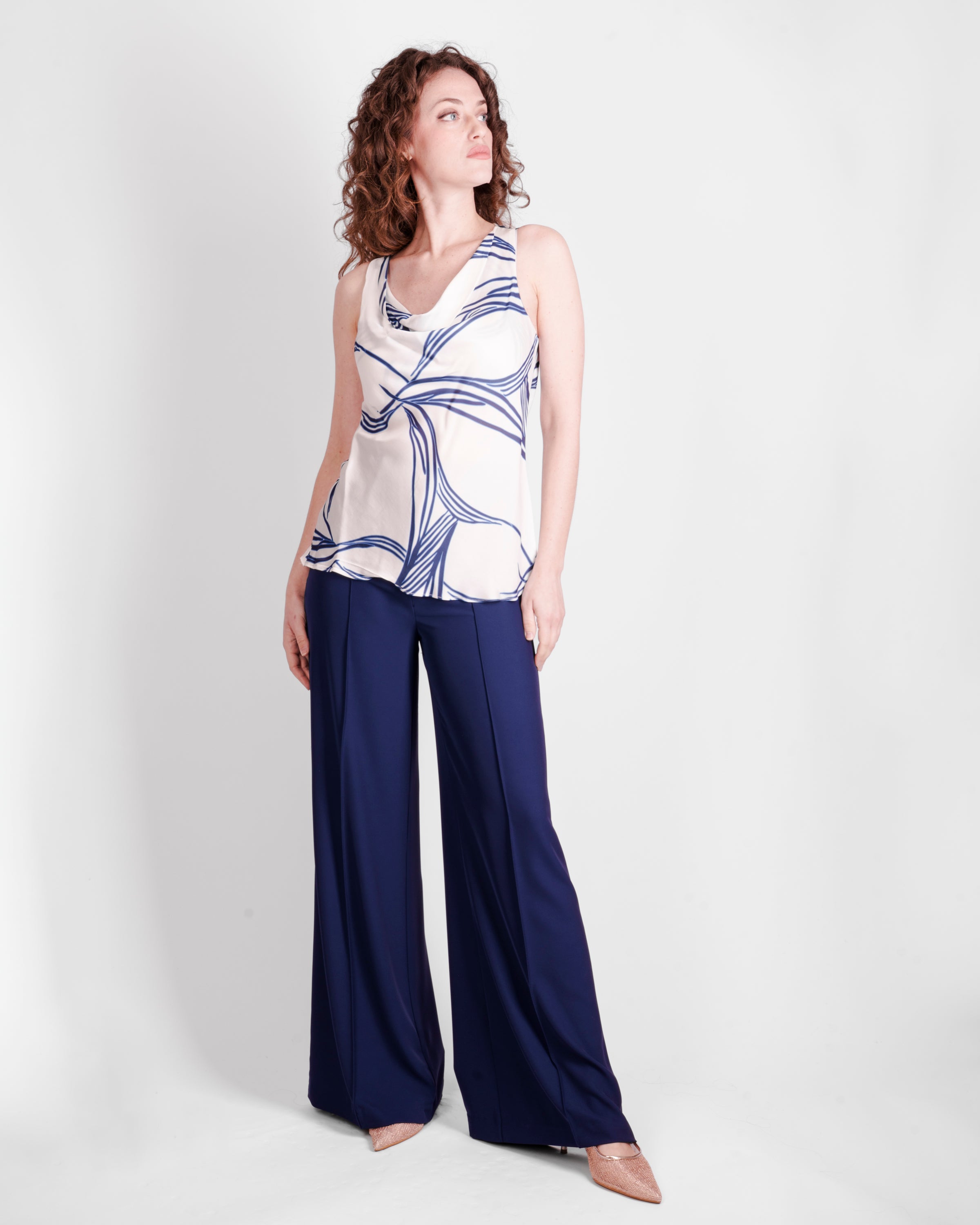 Blusa smanicata stampa astratta SERIETA