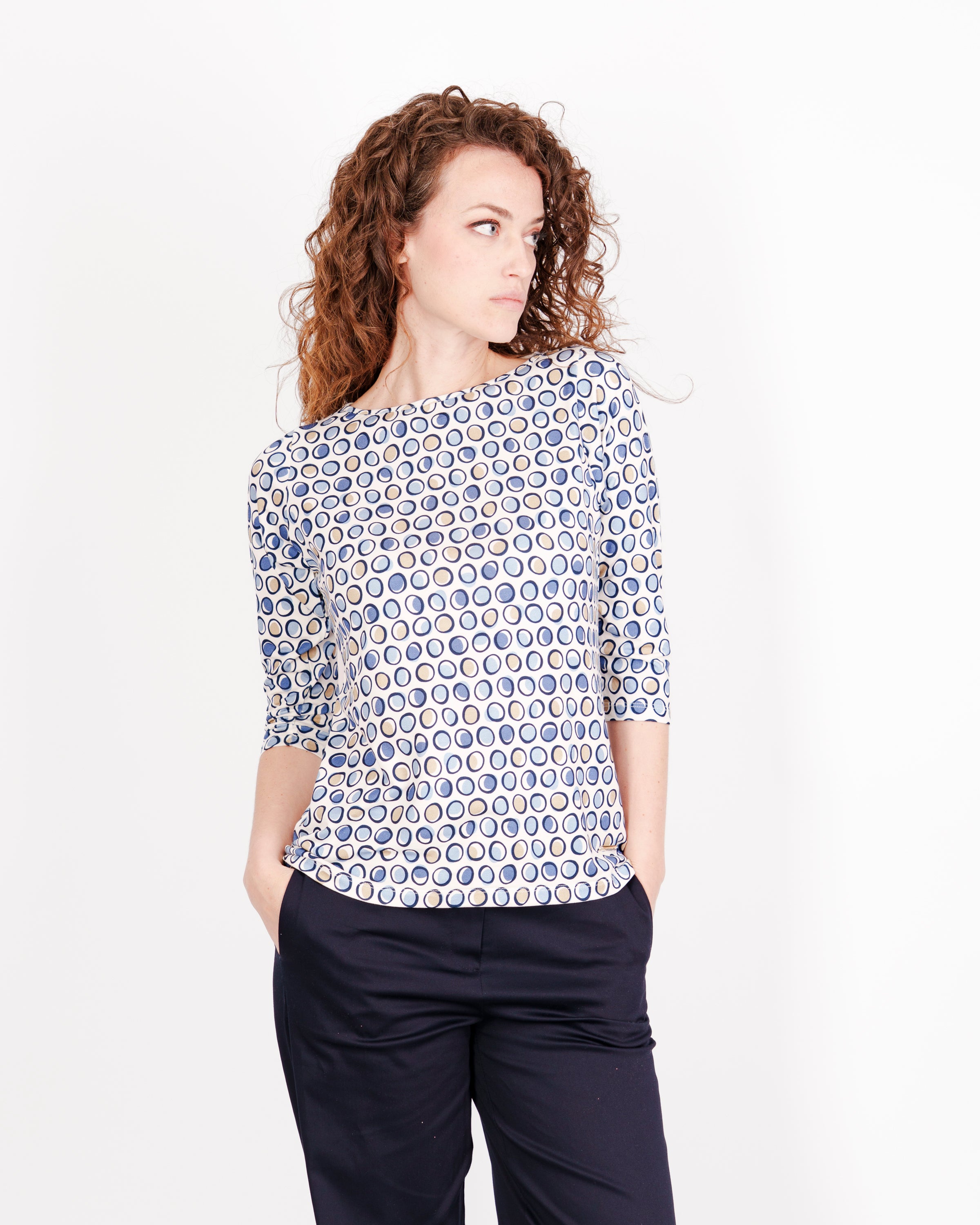 Maglia scollo barchetta 3/4 viscosa 8835