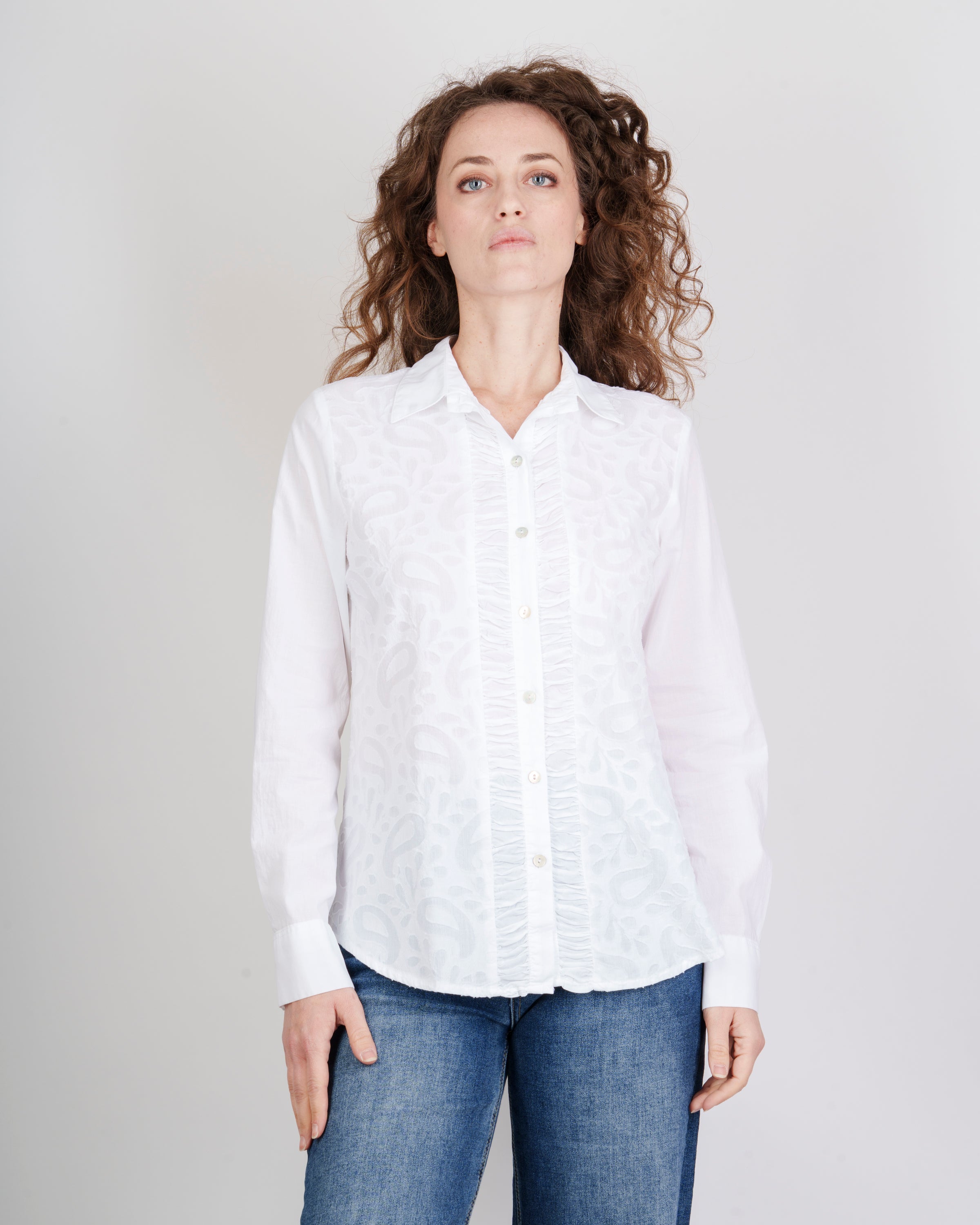 Camicia in cotone unita devorata avanti 618829