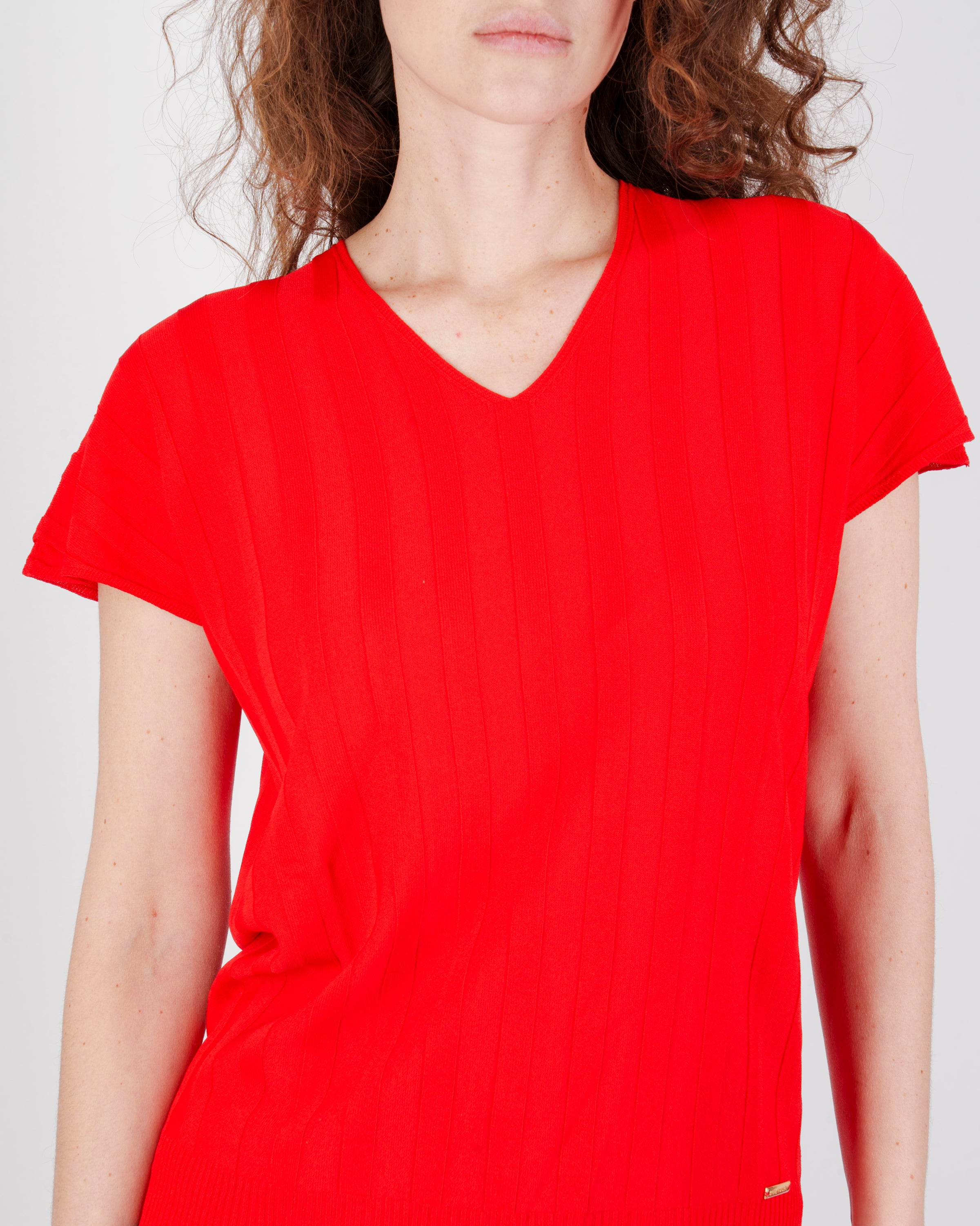 Maglia scollo a V motivo coste 92428