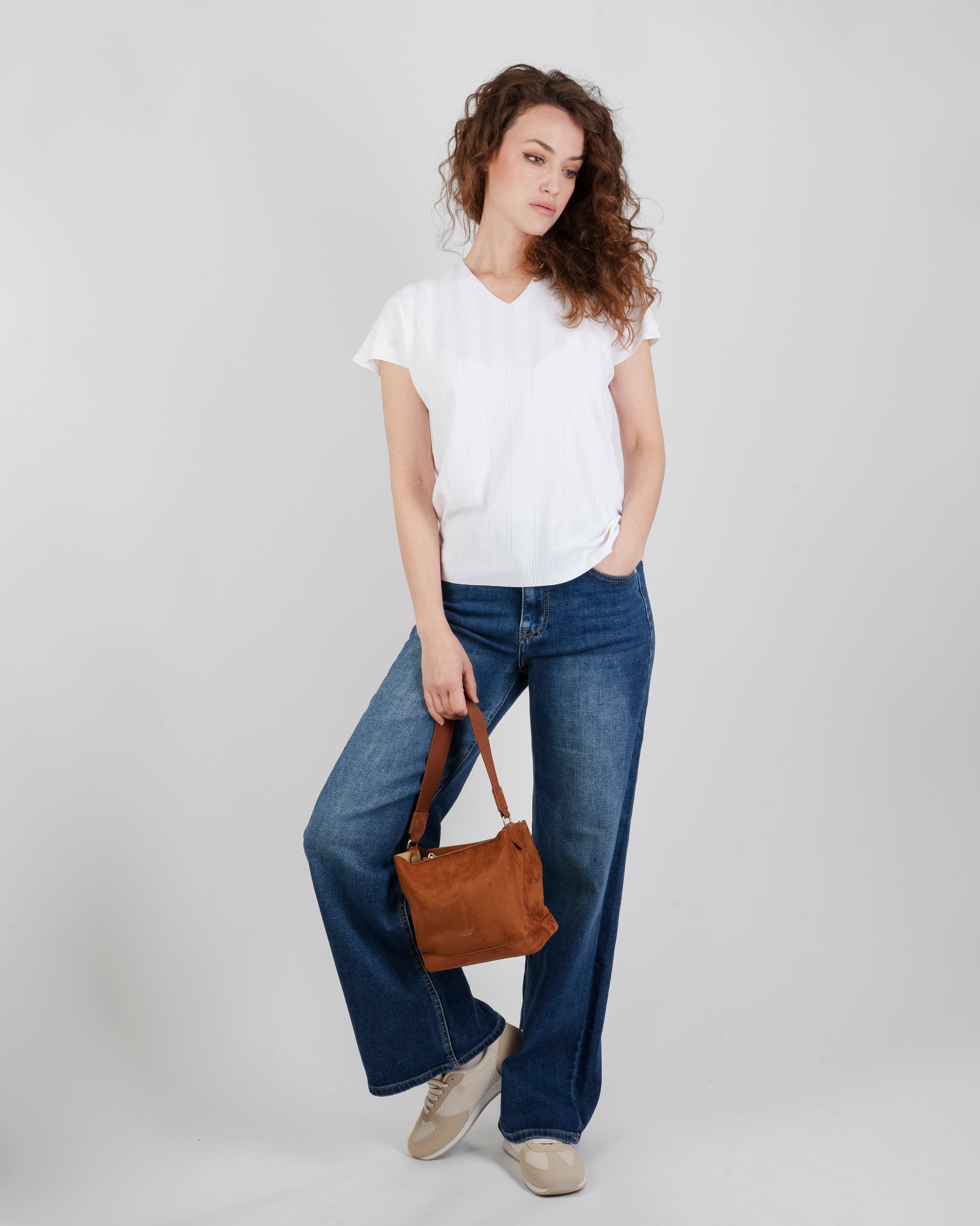 Maglia scollo a V motivo coste 92428