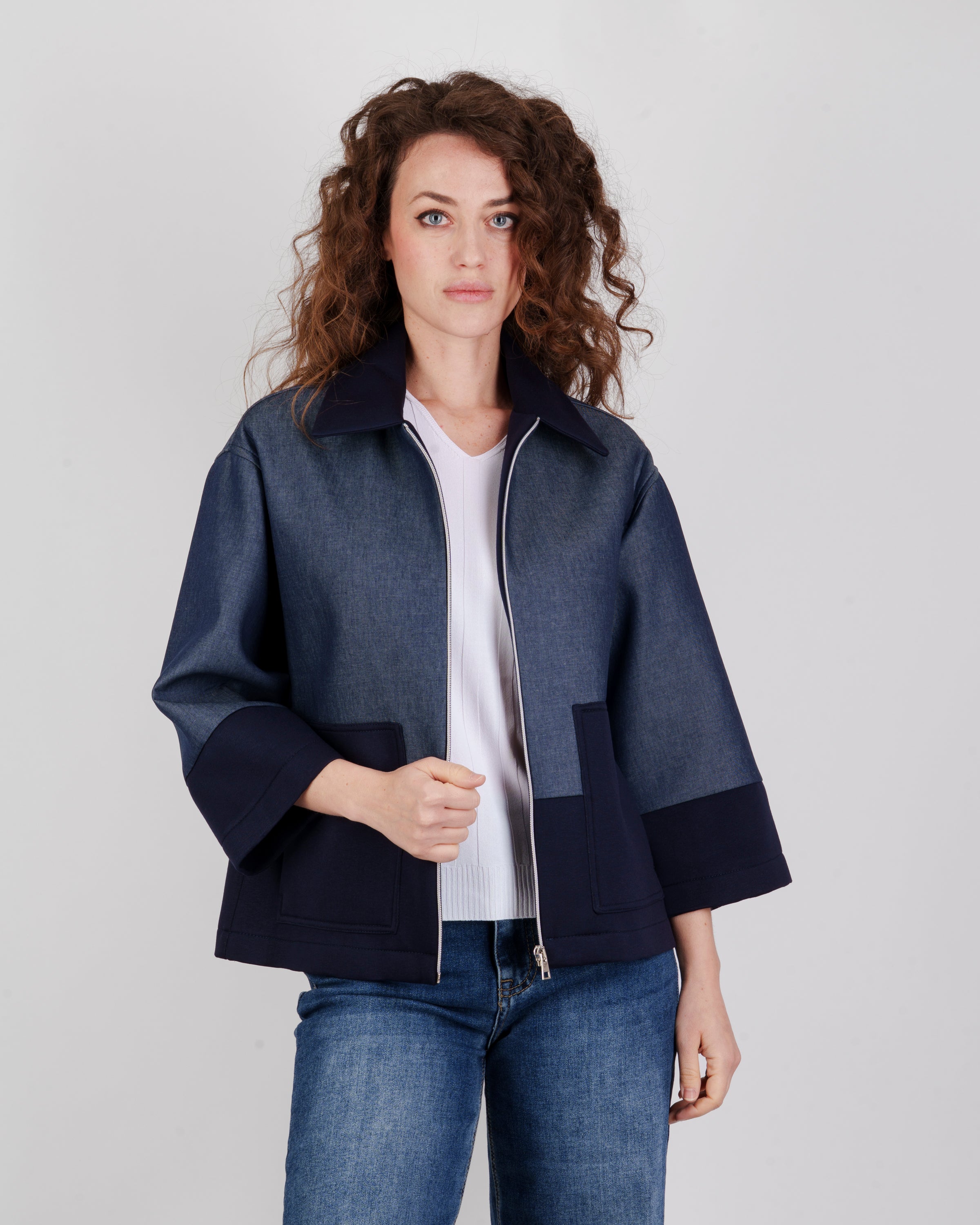 Giacca collo e zip denim DS 1327