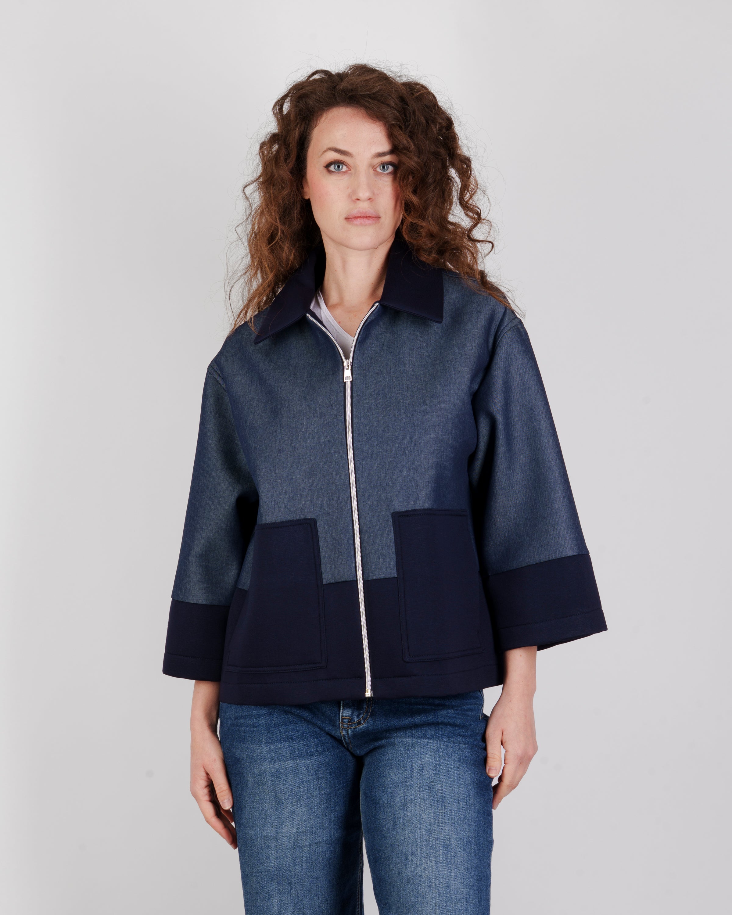 Giacca collo e zip denim DS 1327
