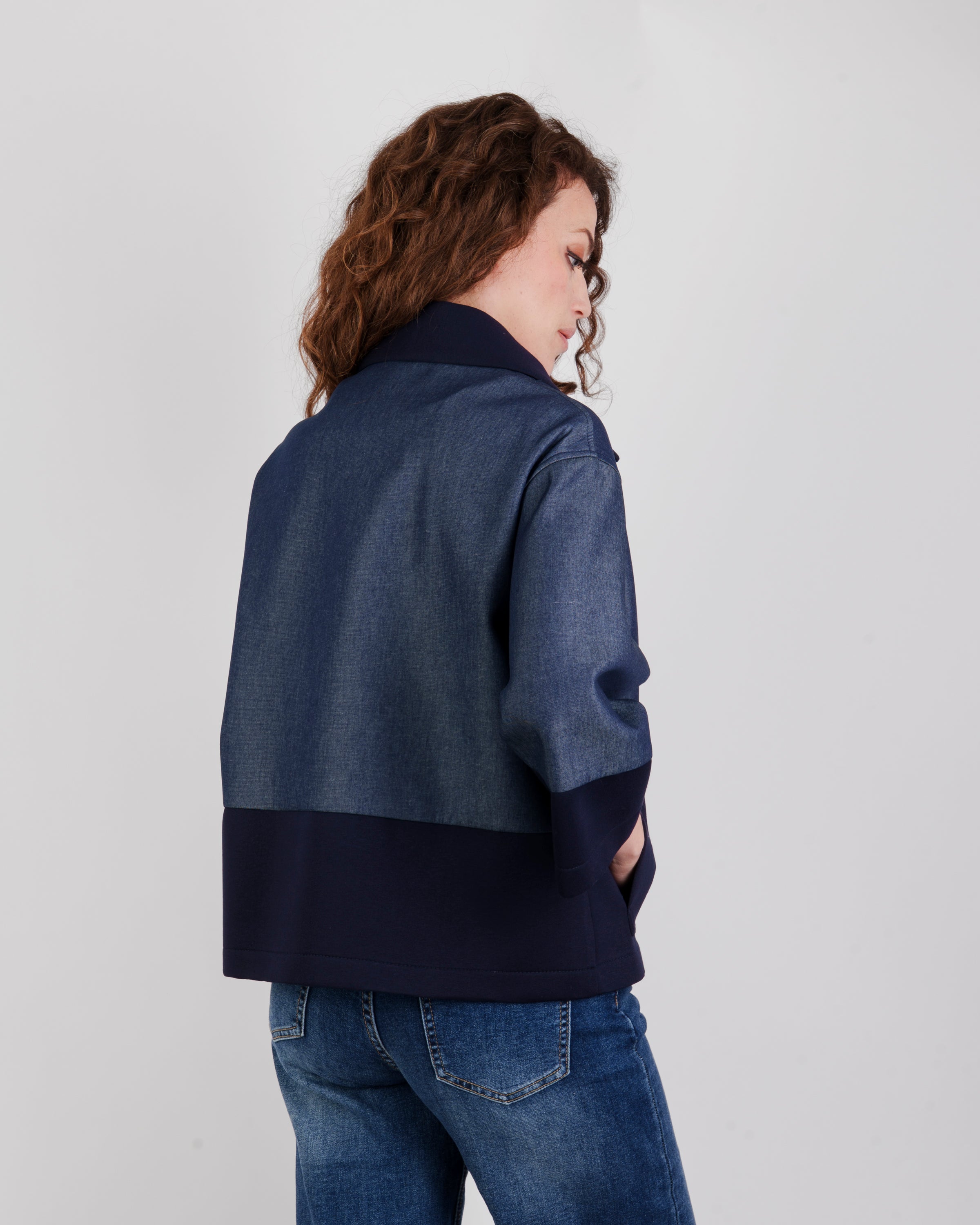 Giacca collo e zip denim DS 1327