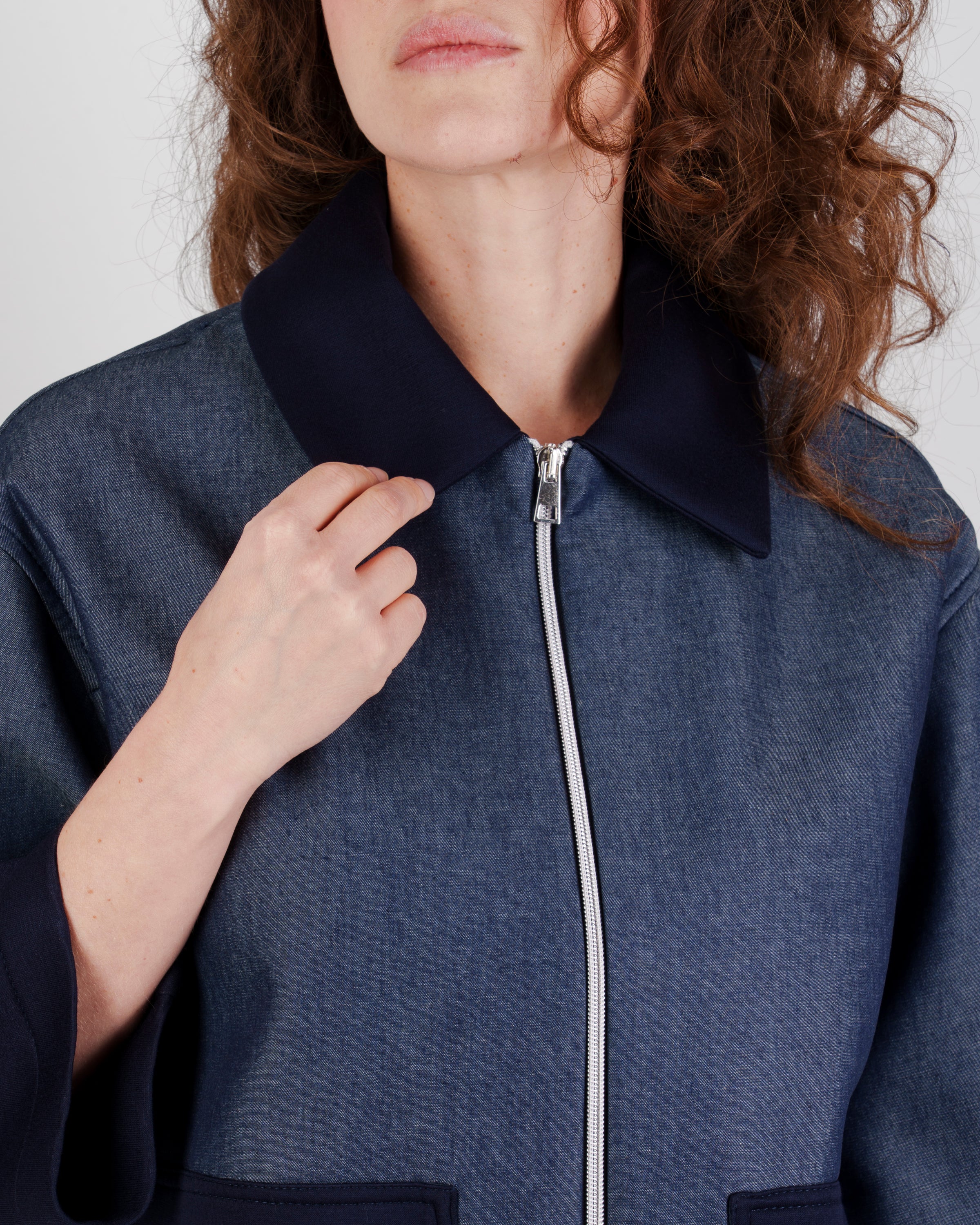 Giacca collo e zip denim DS 1327