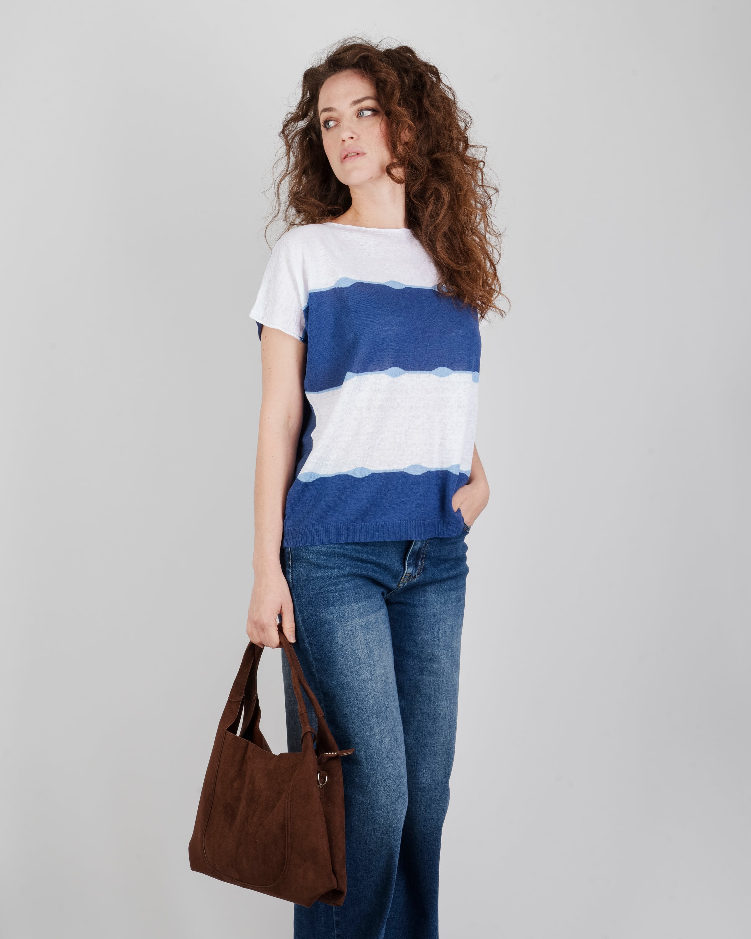 Maglia boxy righe onde 92431