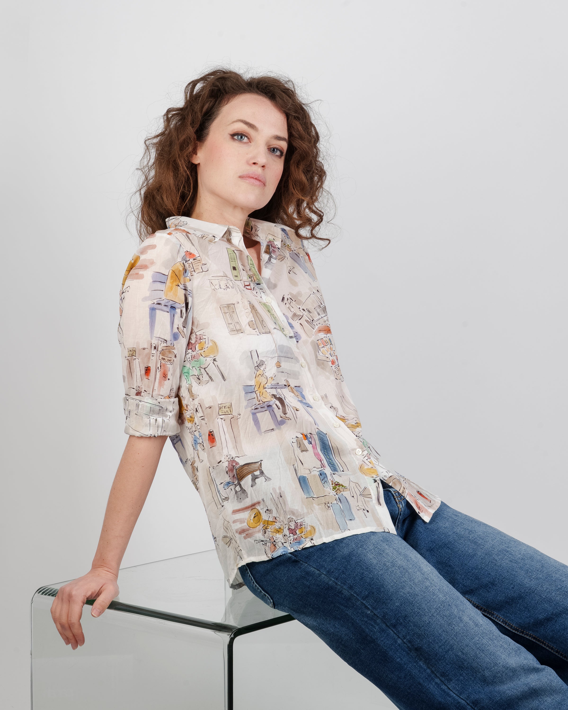 Camicia in cotone fantasia Relax 26-101