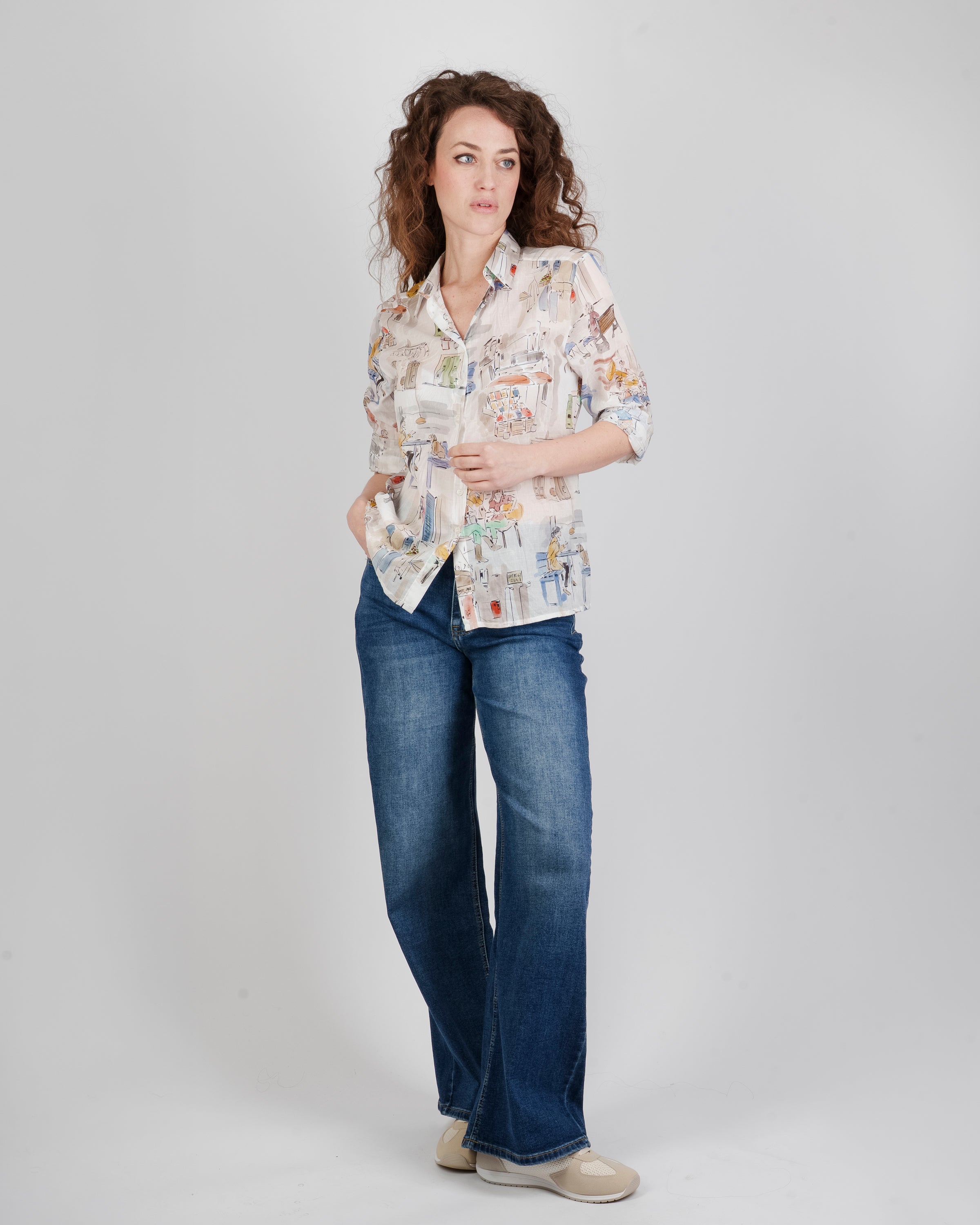 Camicia in cotone fantasia Relax 26-101