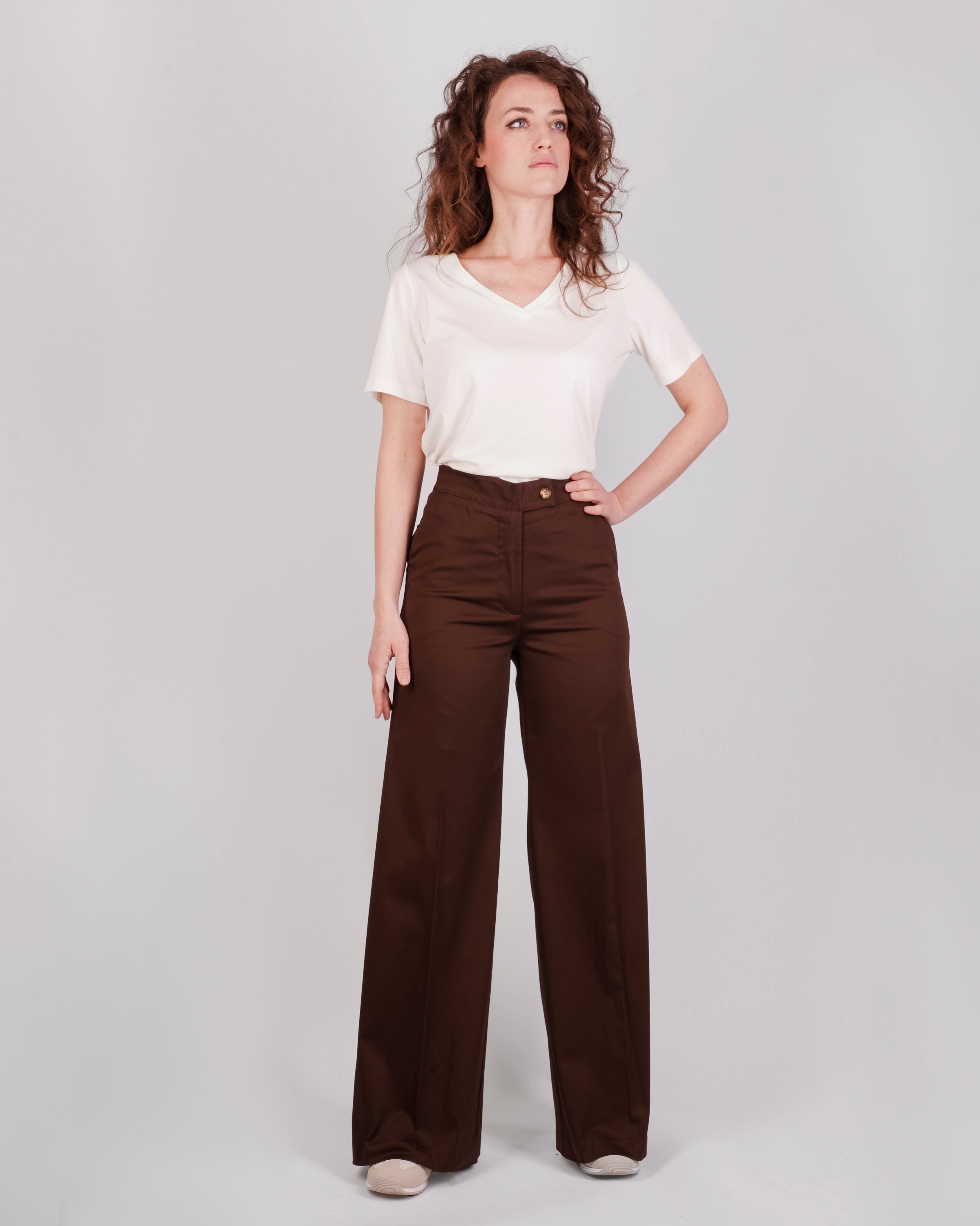 Pantalone cotone palazzo tasca filo DS 5712