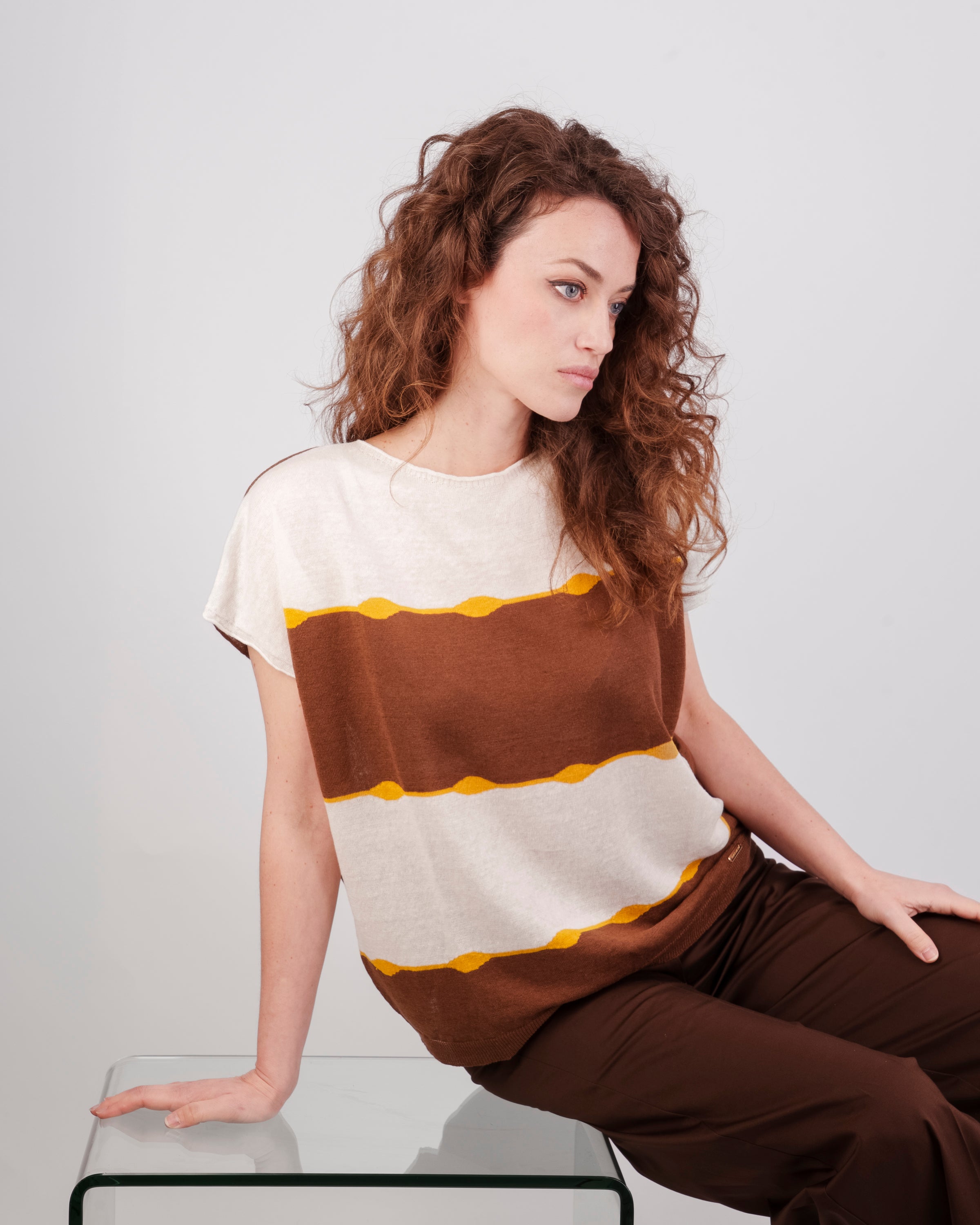 Maglia boxy righe onde 92431